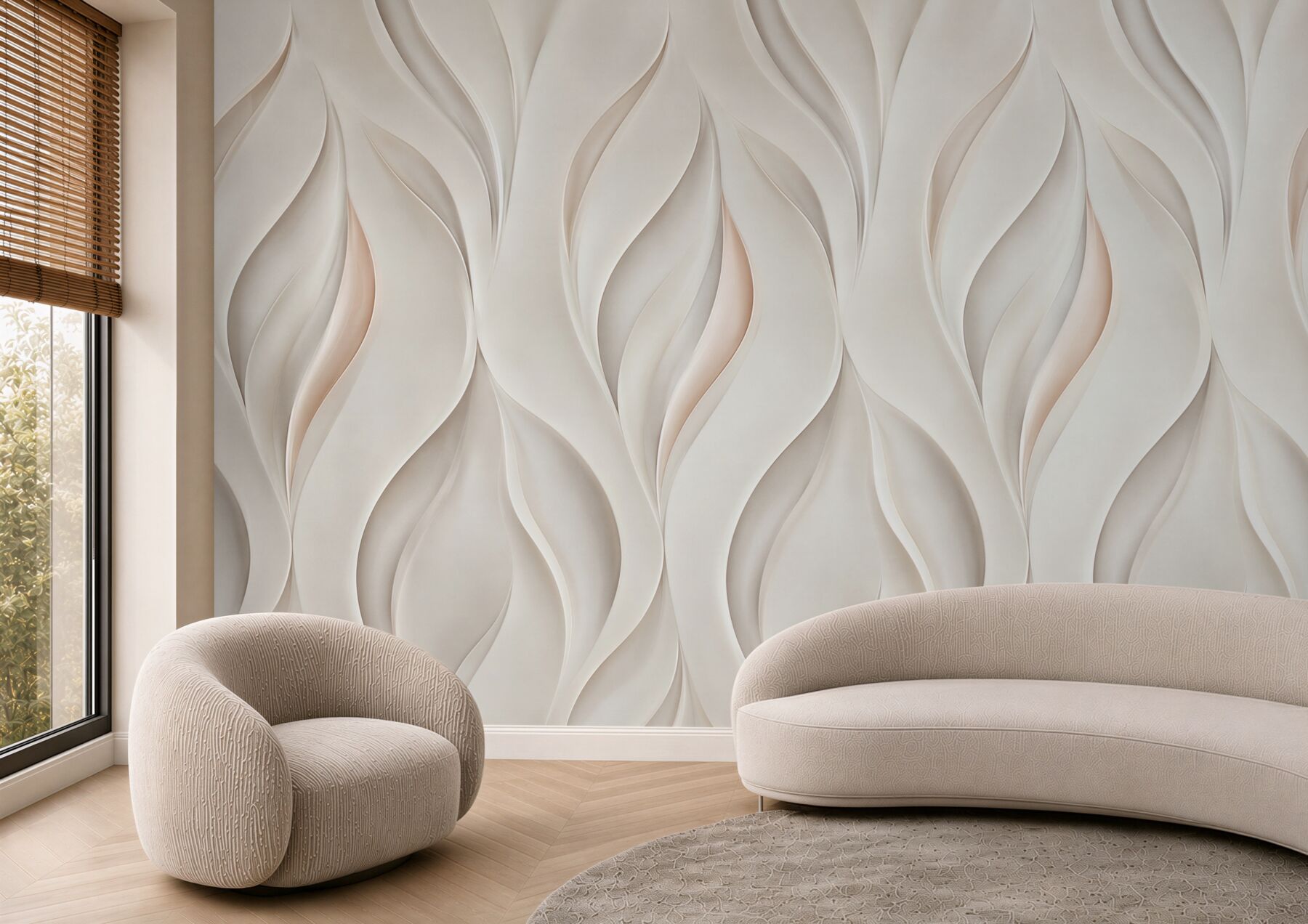 Fototapeta abstrakcyjne liście 3D beżowe elegancki nowoczesny wzór?v23