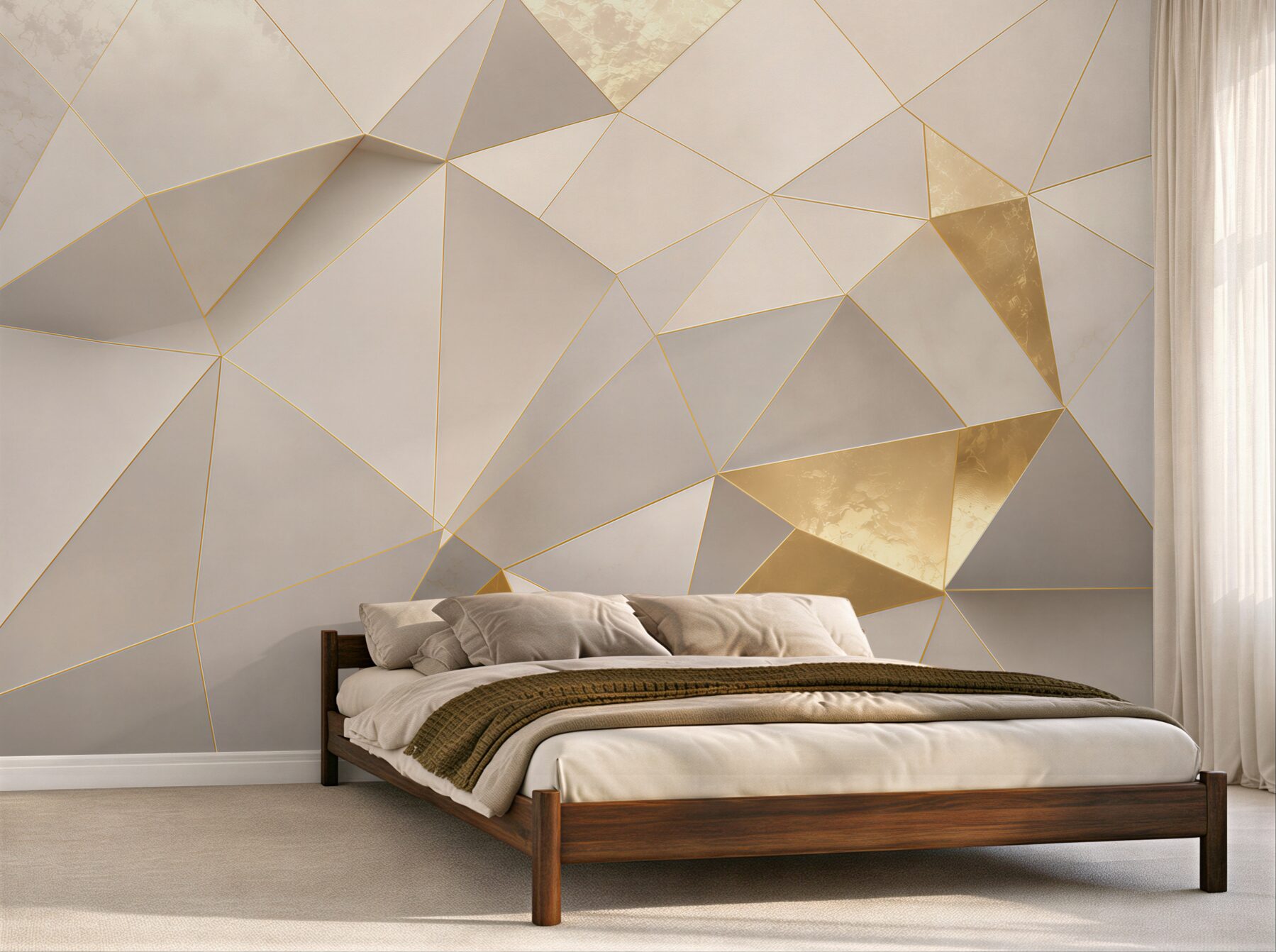 Fototapeta geometryczne trójkąty biało złote elegancka abstrakcja 3D?v23