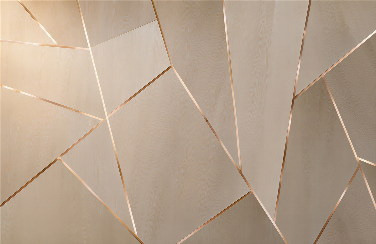 Fototapeta geometryczne panele beżowe ze złotymi liniami nowoczesna