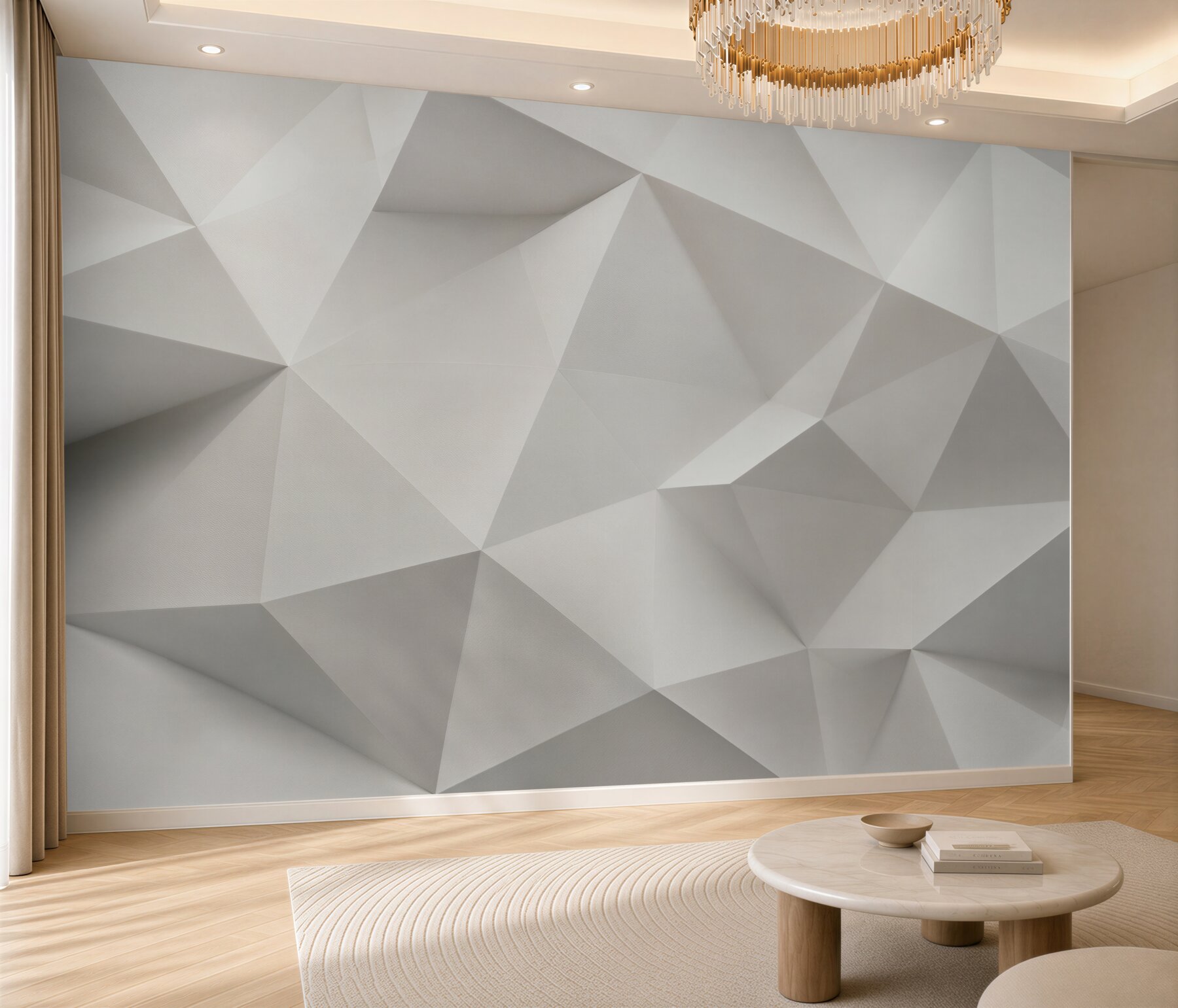 Fototapeta geometryczne trójkąty 3D białe nowoczesne?v23