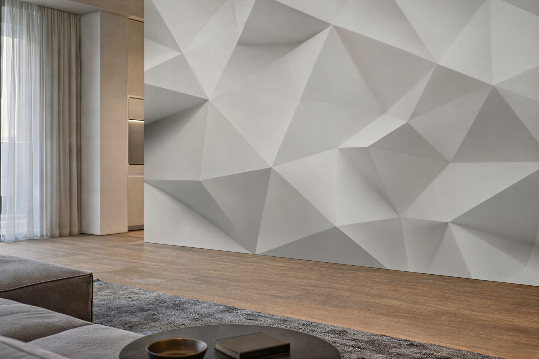 Fototapeta geometryczne trójkąty 3D białe nowoczesne?v23