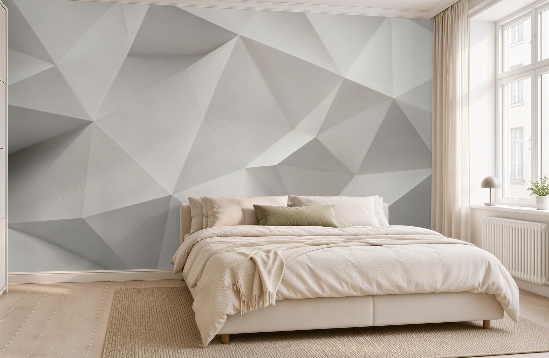Fototapeta geometryczne trójkąty 3D białe nowoczesne?v23