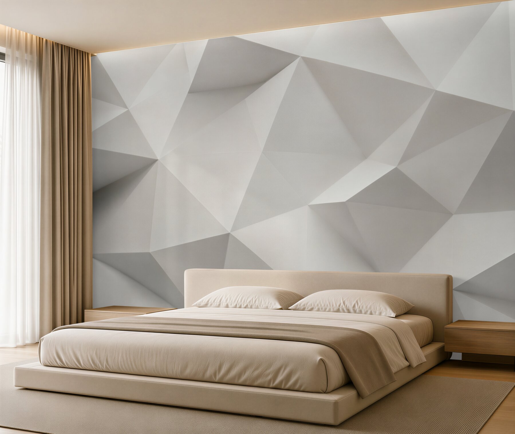 Fototapeta geometryczne trójkąty 3D białe nowoczesne?v23