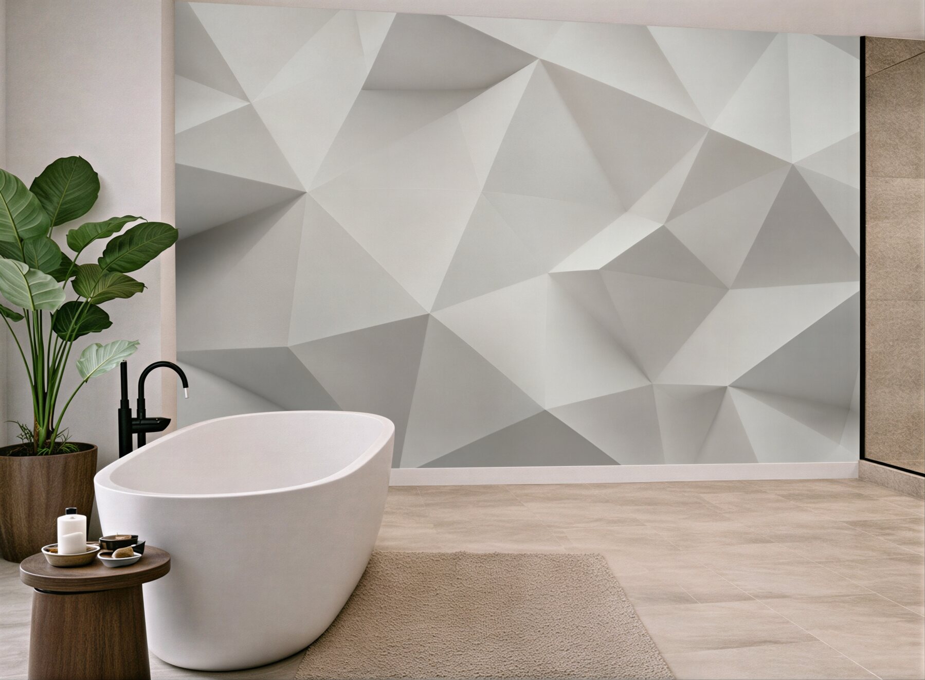 Fototapeta geometryczne trójkąty 3D białe nowoczesne?v23