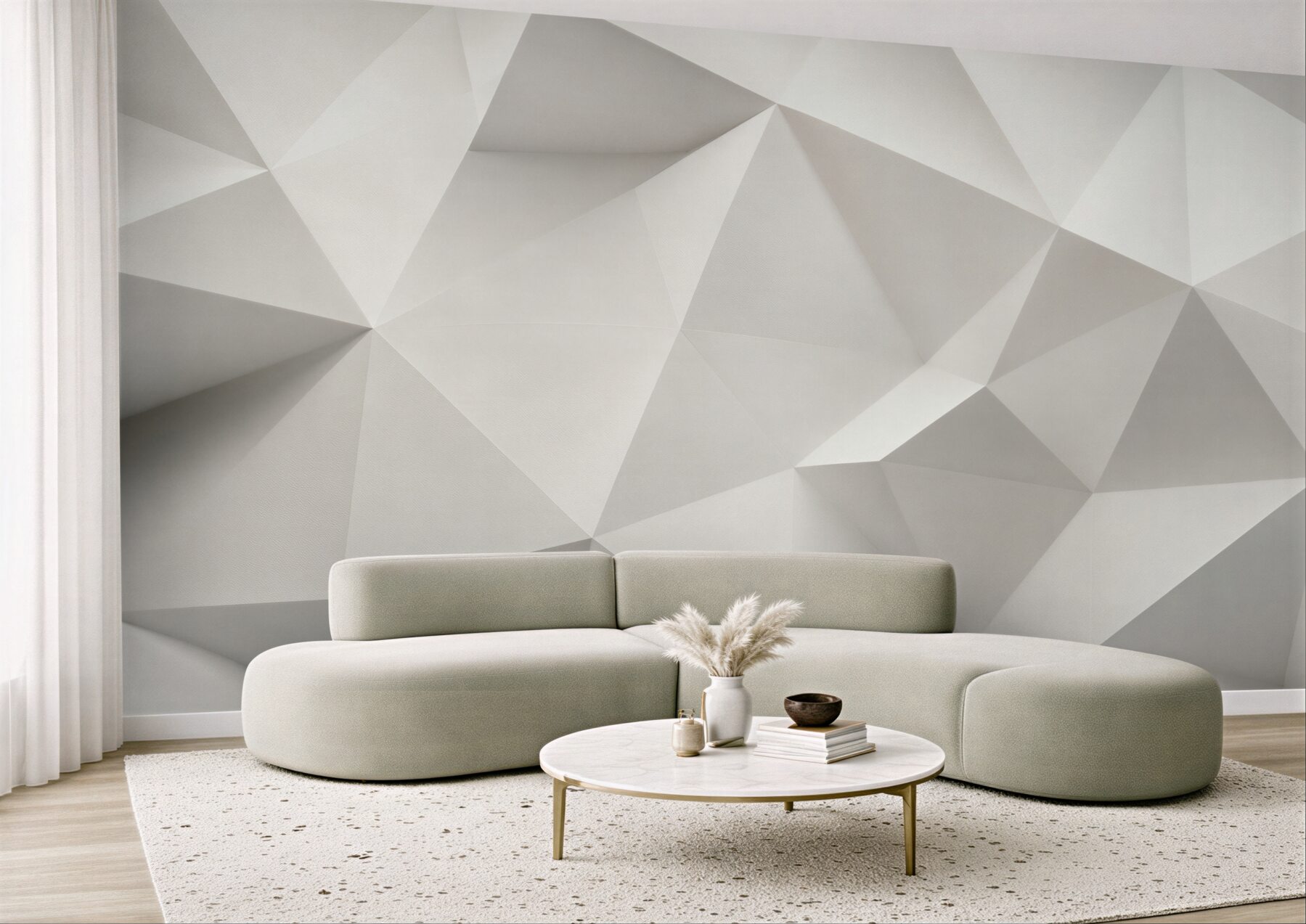 Fototapeta geometryczne trójkąty 3D białe nowoczesne?v23