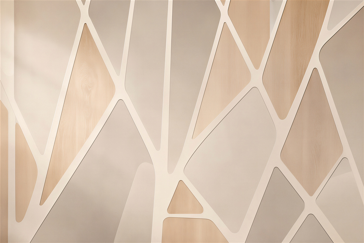 Fototapeta abstrakcyjna geometria beżowa z drewnianym efektem