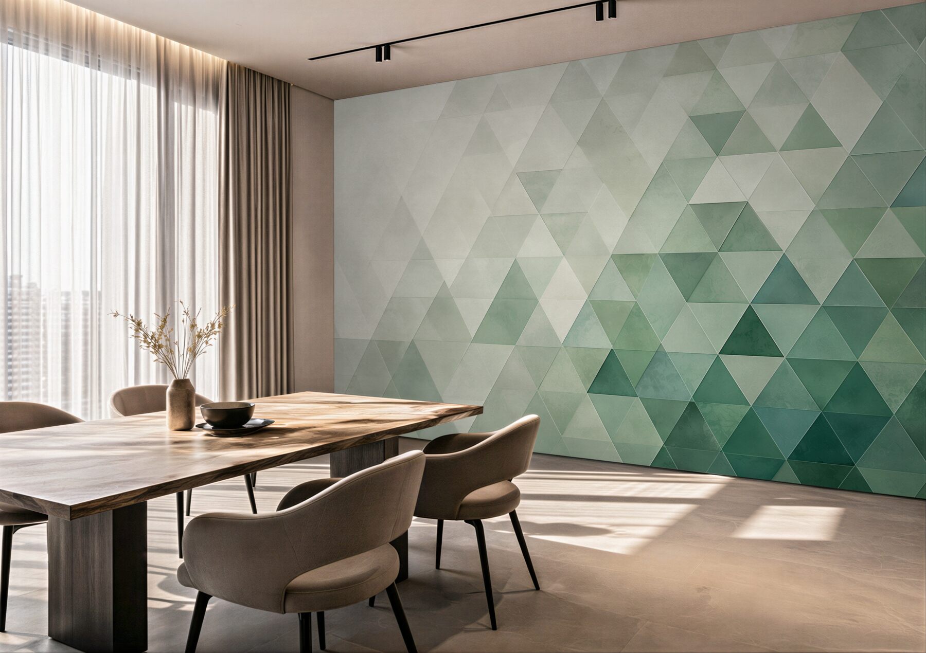 Fototapeta zielone trójkąty geometryczne nowoczesna abstrakcja?v23