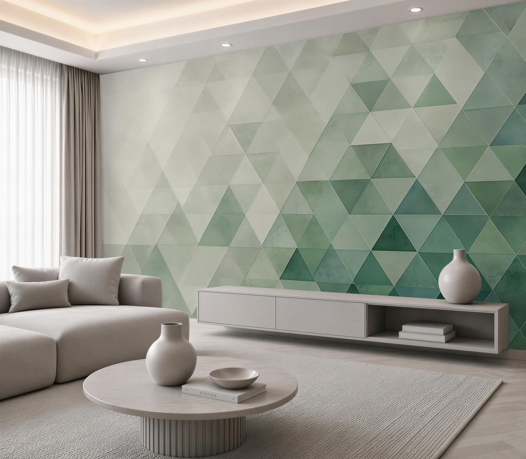 Fototapeta zielone trójkąty geometryczne nowoczesna abstrakcja?v23