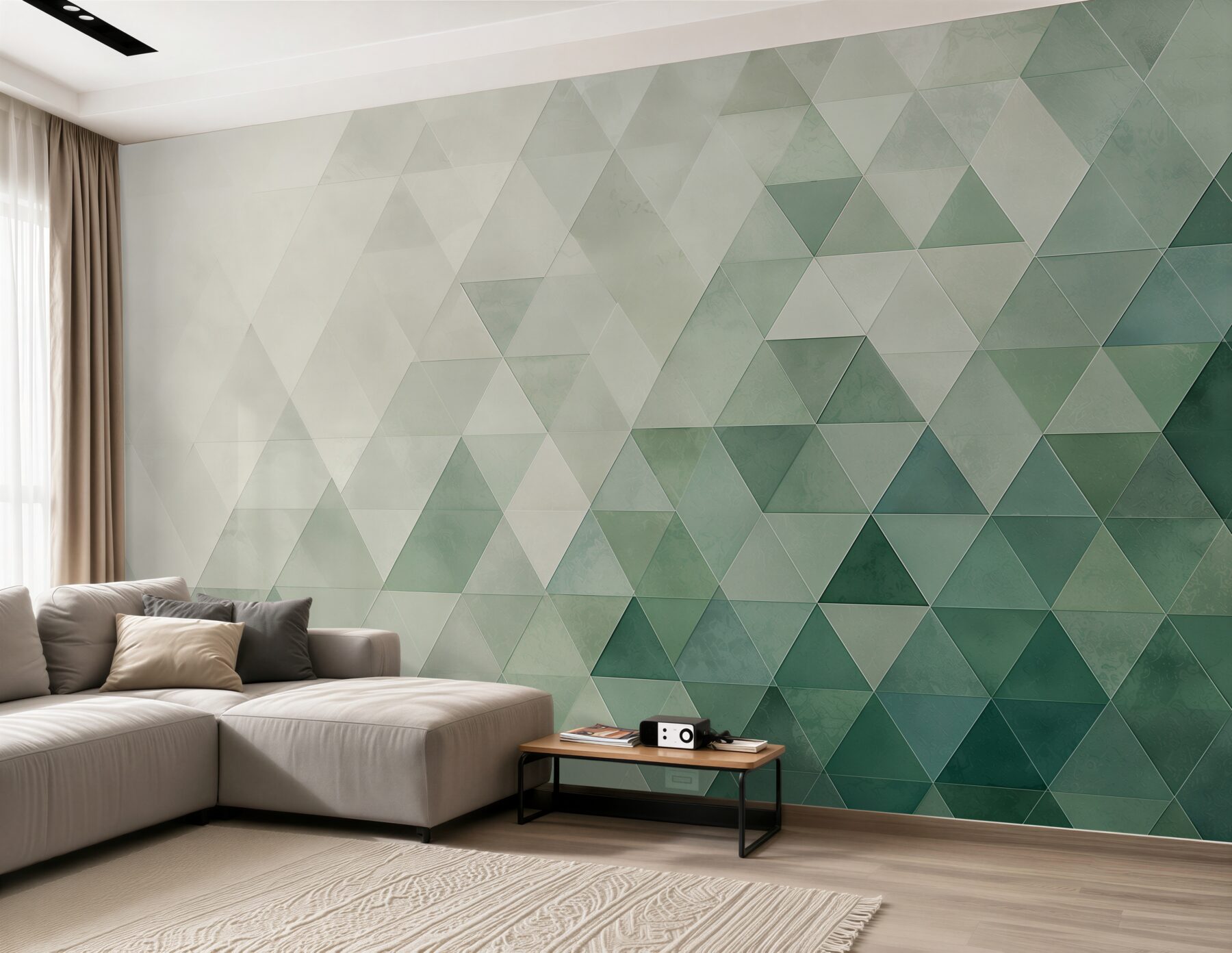 Fototapeta zielone trójkąty geometryczne nowoczesna abstrakcja?v23