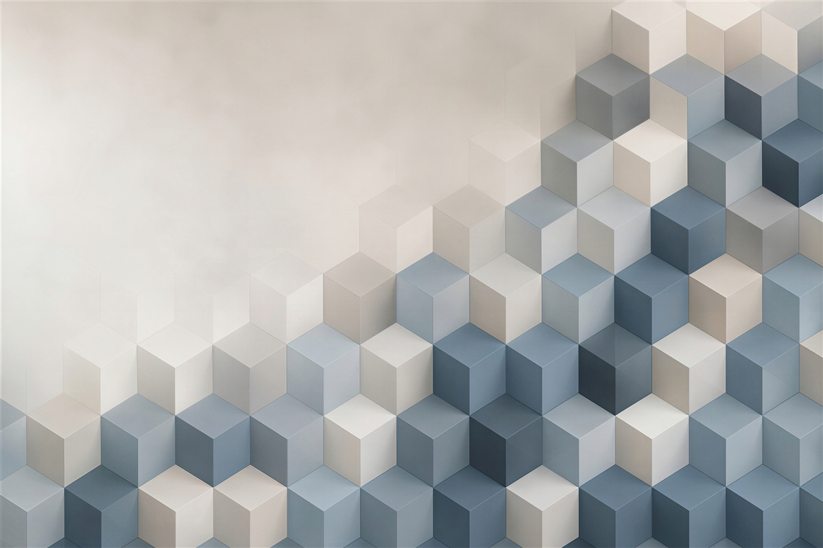 Fototapeta geometryczne kostki 3D niebiesko szare nowoczesne