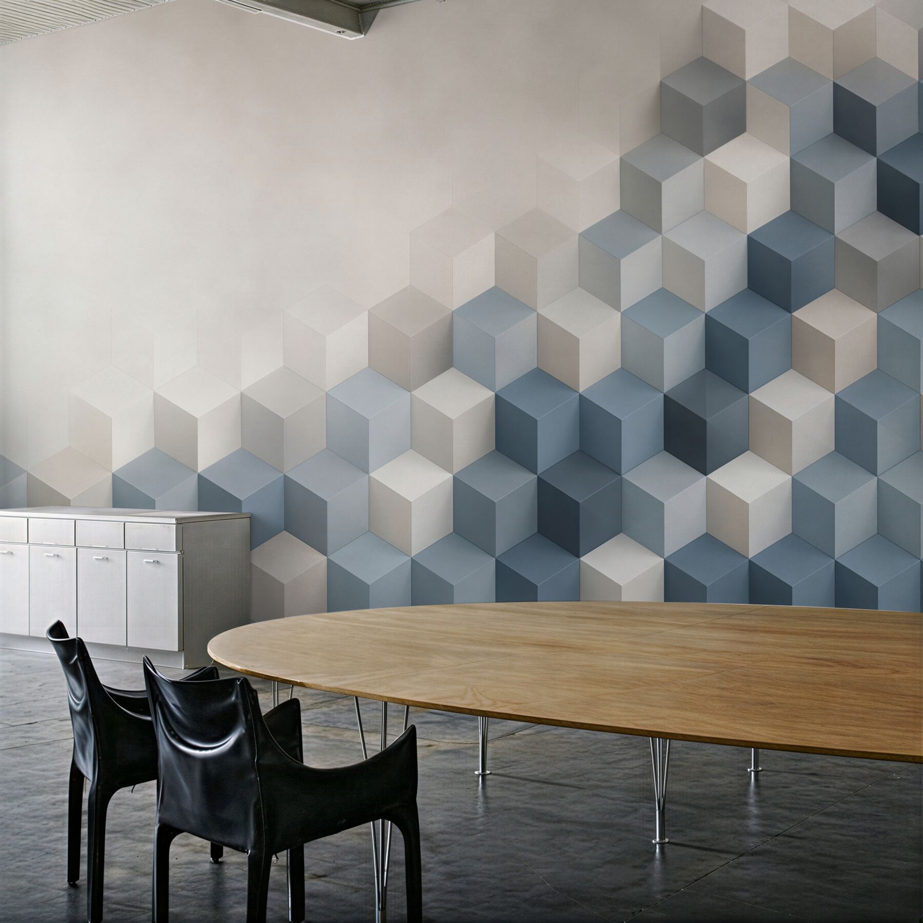 Fototapeta geometryczne kostki 3D niebiesko szare nowoczesne?v23
