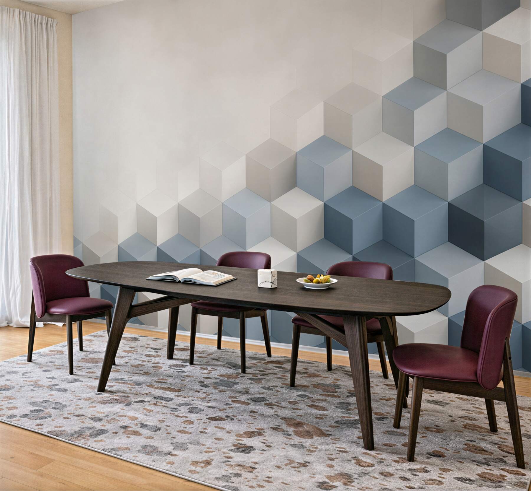 Fototapeta geometryczne kostki 3D niebiesko szare nowoczesne?v23