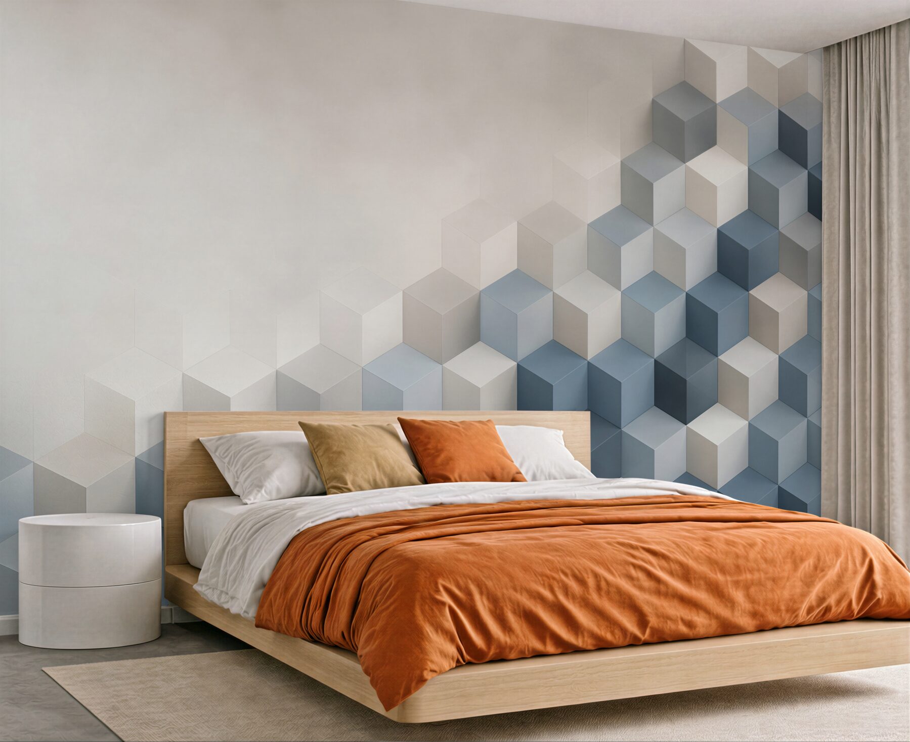Fototapeta geometryczne kostki 3D niebiesko szare nowoczesne?v23