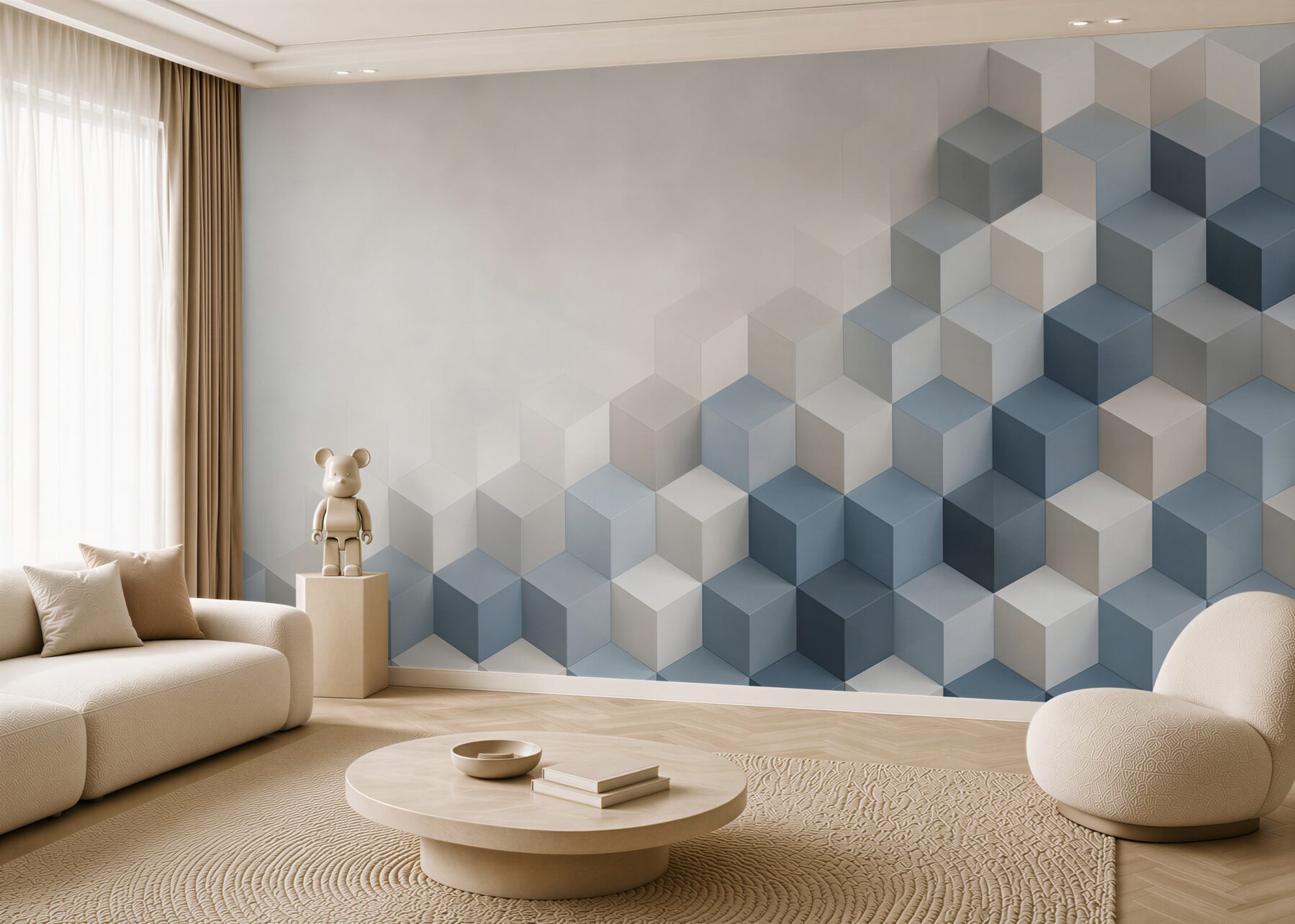 Fototapeta geometryczne kostki 3D niebiesko szare nowoczesne?v23