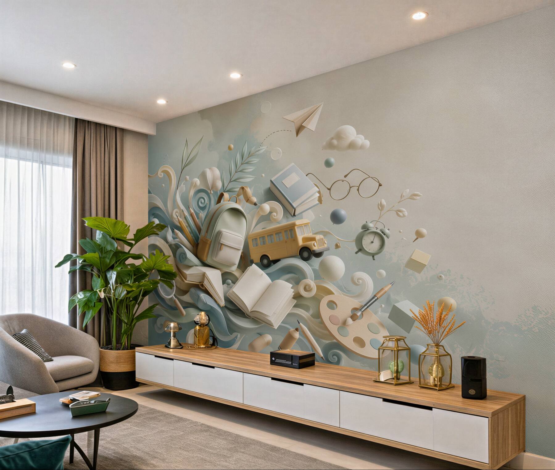Fototapeta szkolne akcesoria pastelowe dla dzieci do pokoju?v23