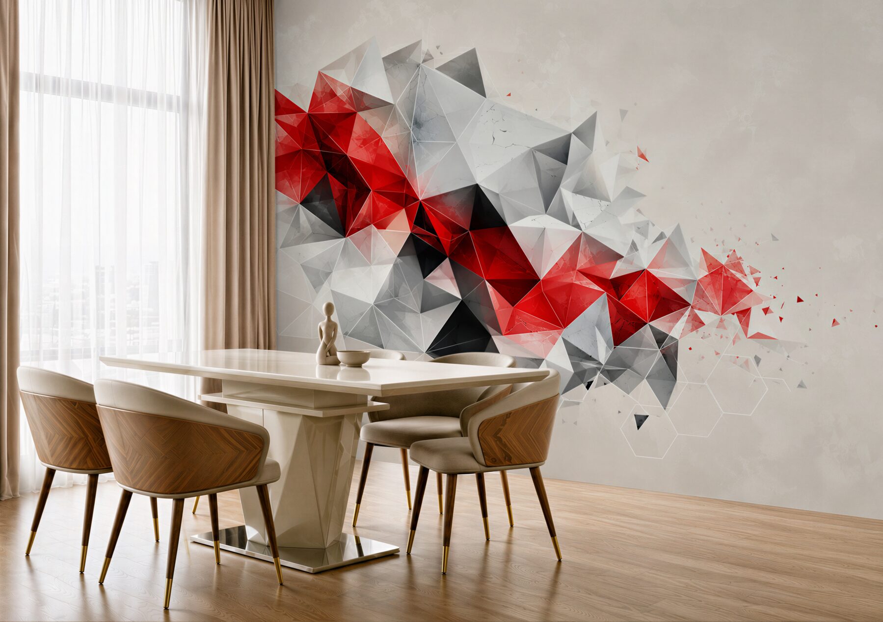 Fototapeta geometryczna abstrakcja czerwono szara nowoczesna do biura?v23
