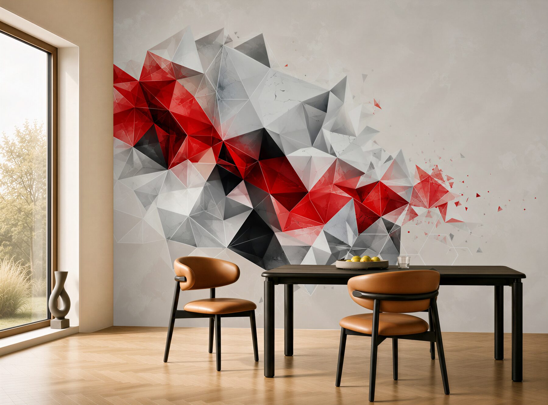 Fototapeta geometryczna abstrakcja czerwono szara nowoczesna do biura?v23