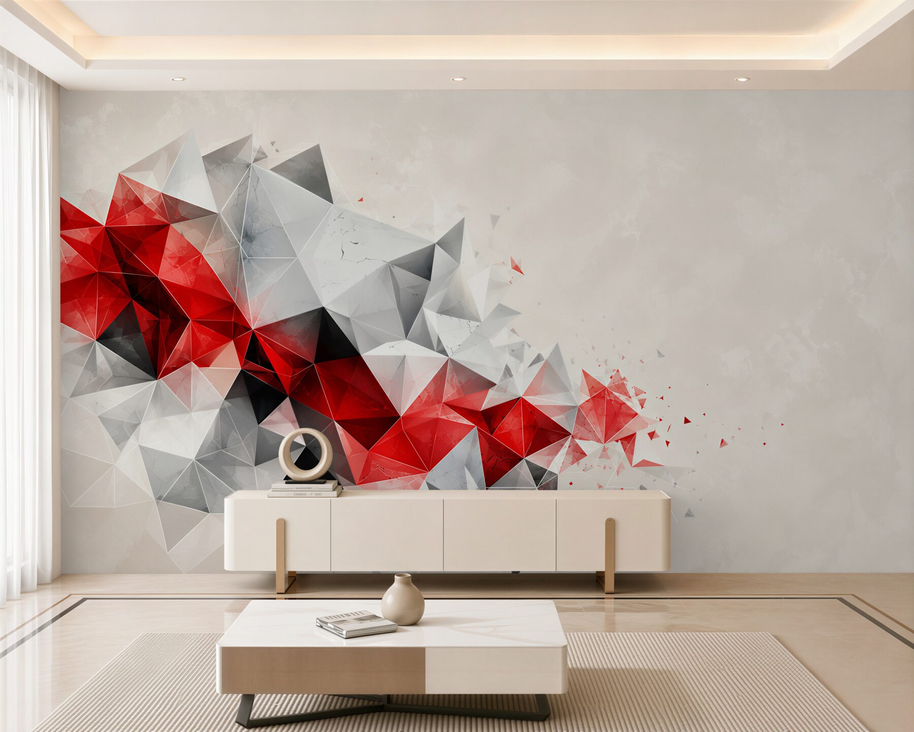 Fototapeta geometryczna abstrakcja czerwono szara nowoczesna do biura?v23