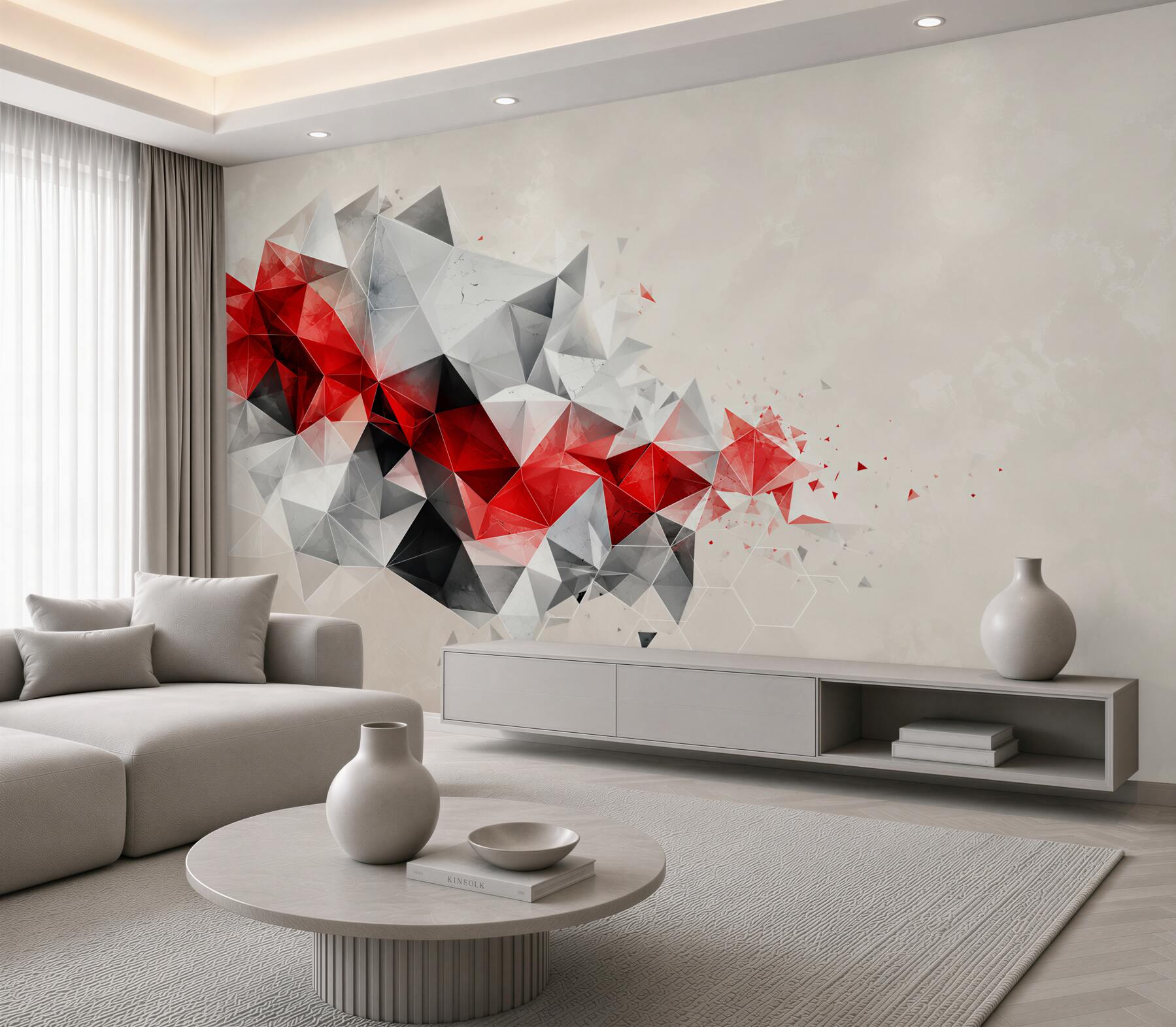 Fototapeta geometryczna abstrakcja czerwono szara nowoczesna do biura?v23