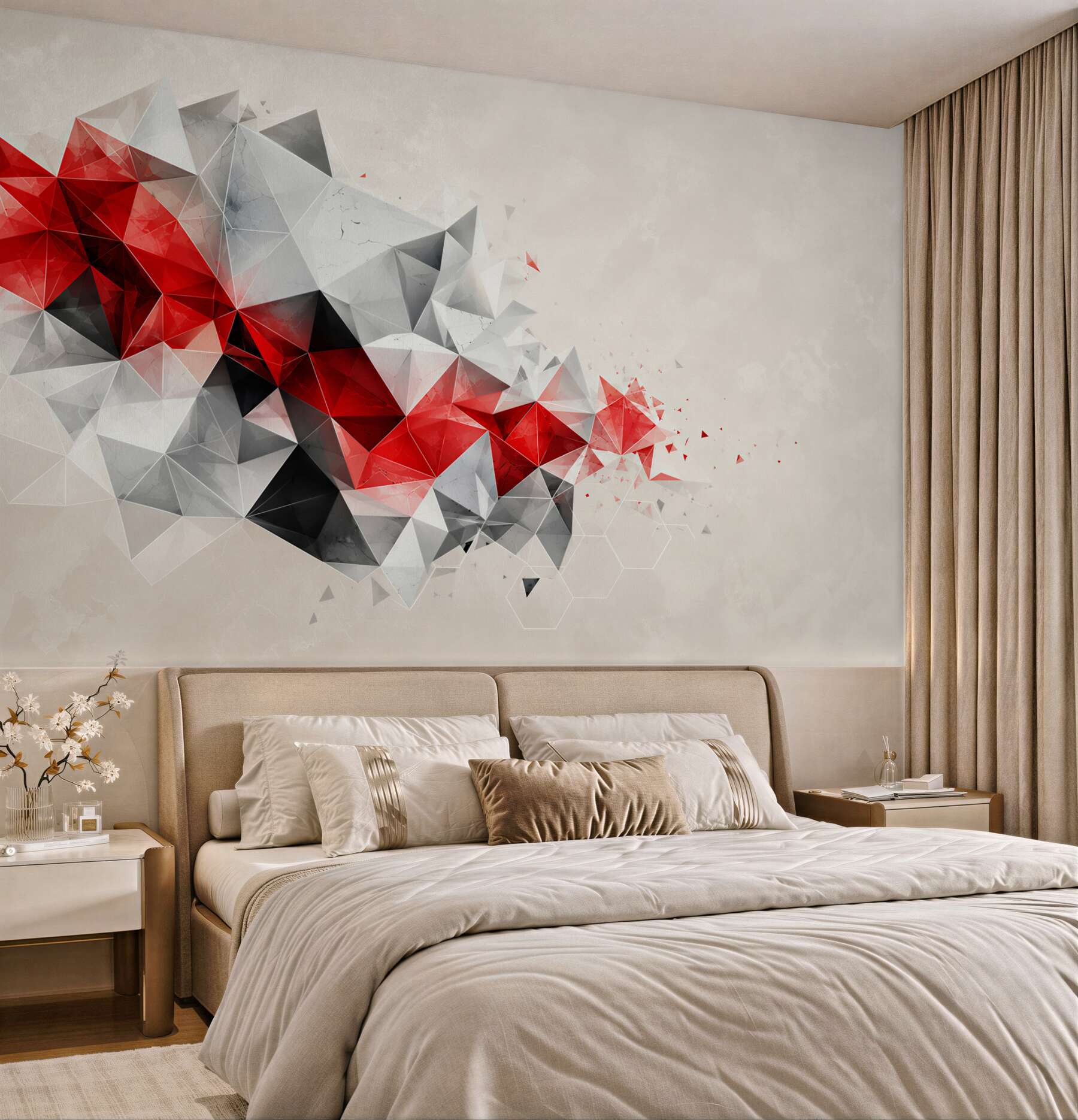 Fototapeta geometryczna abstrakcja czerwono szara nowoczesna do biura?v23