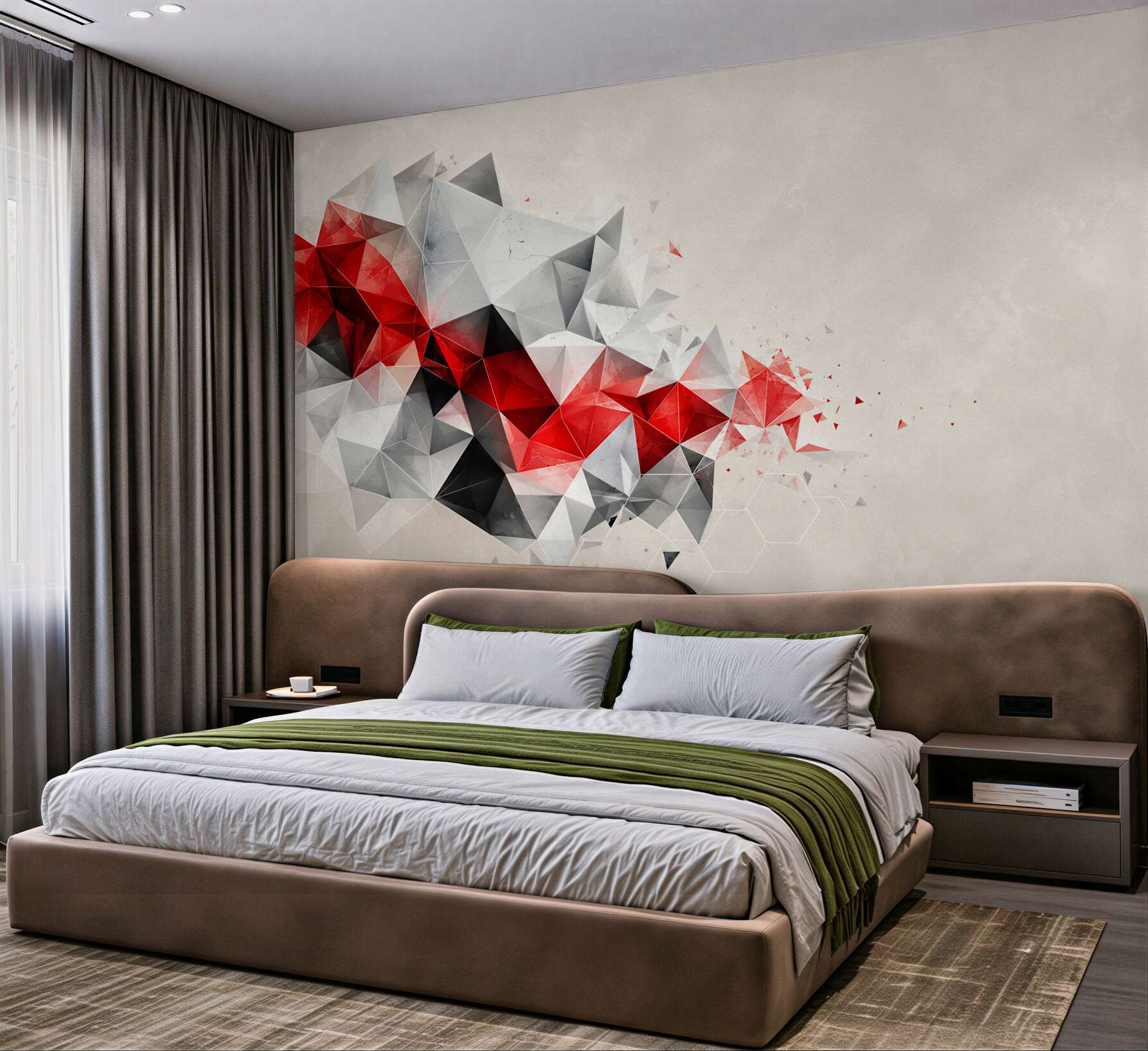 Fototapeta geometryczna abstrakcja czerwono szara nowoczesna do biura?v23