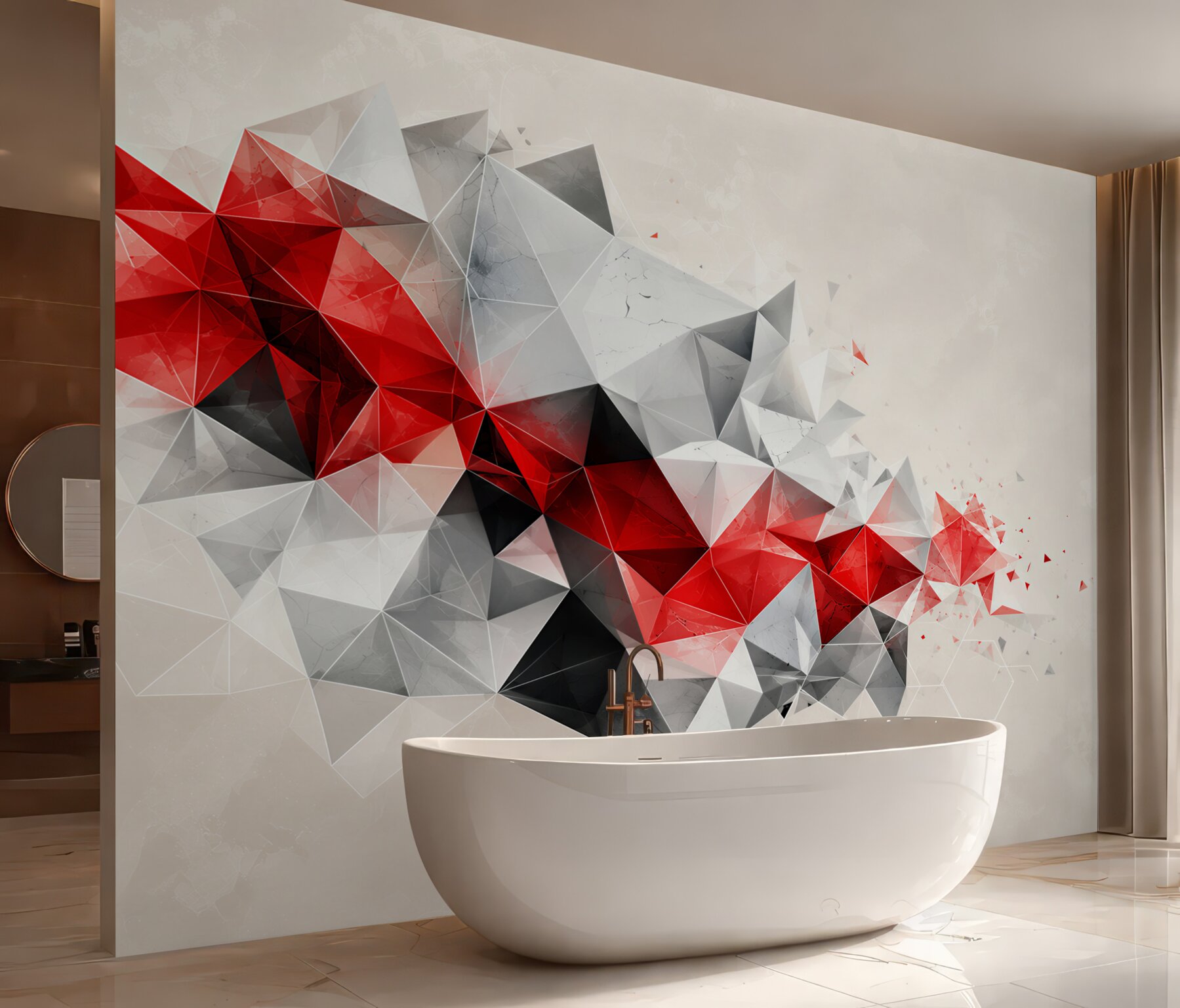 Fototapeta geometryczna abstrakcja czerwono szara nowoczesna do biura?v23