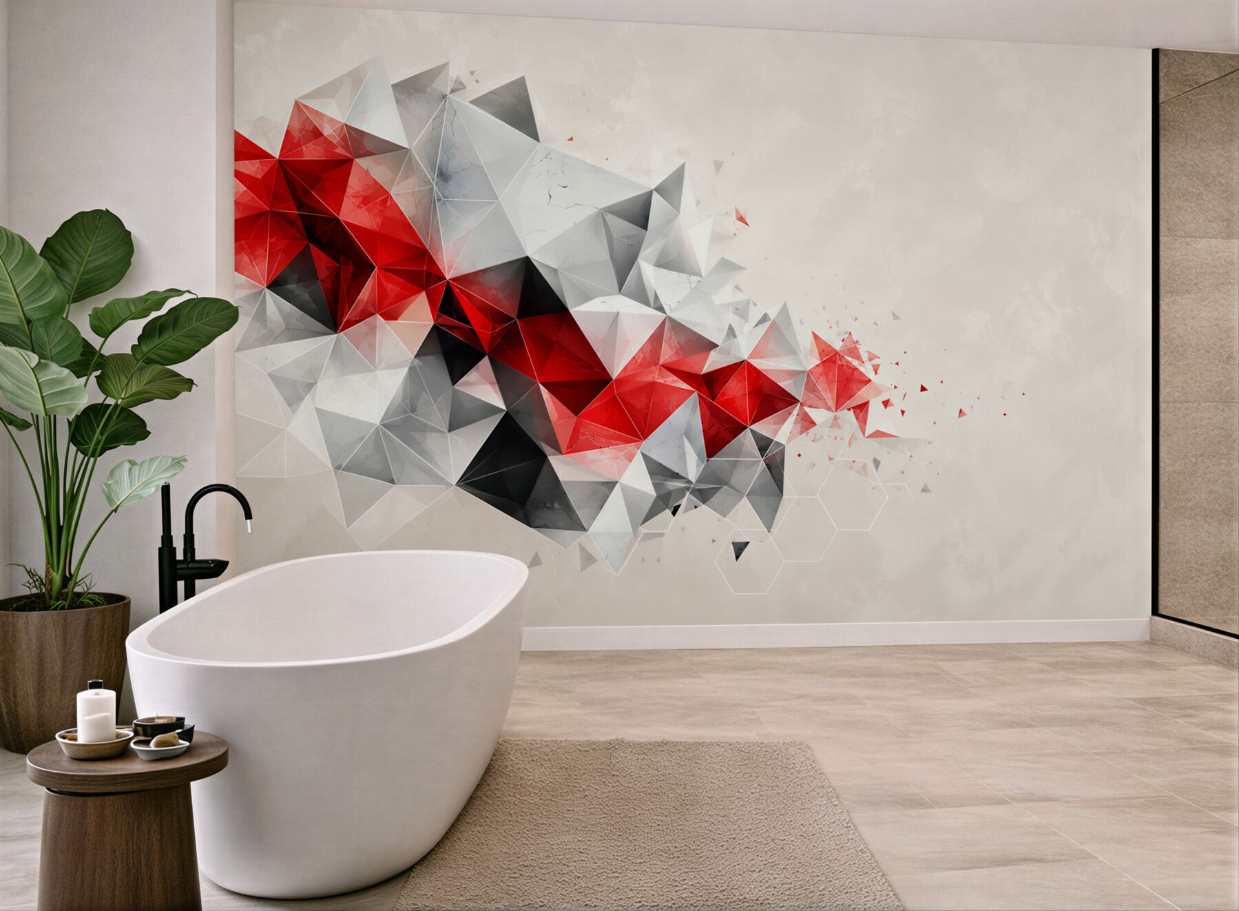 Fototapeta geometryczna abstrakcja czerwono szara nowoczesna do biura?v23