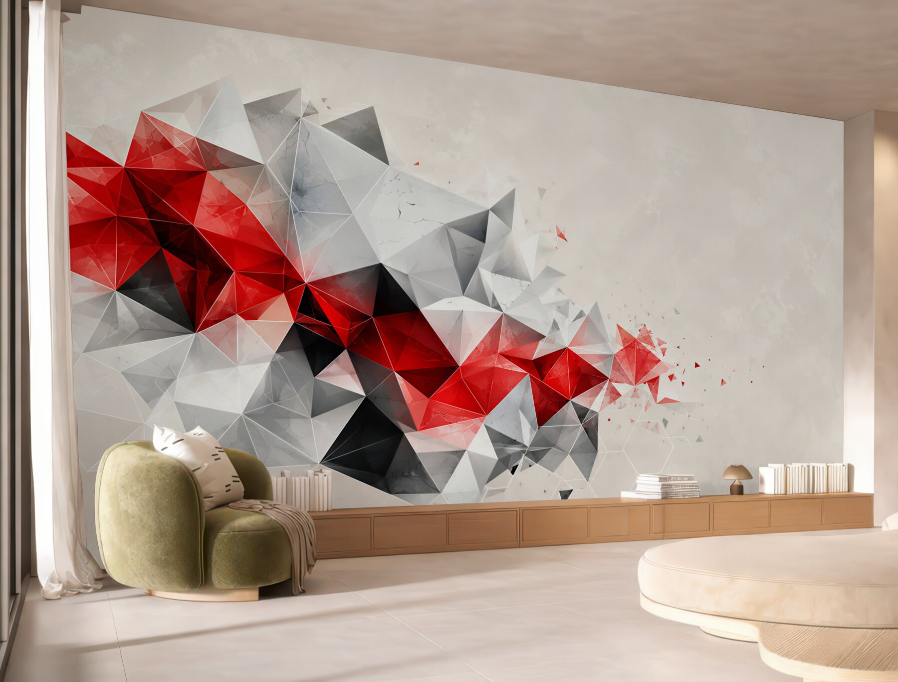 Fototapeta geometryczna abstrakcja czerwono szara nowoczesna do biura?v23