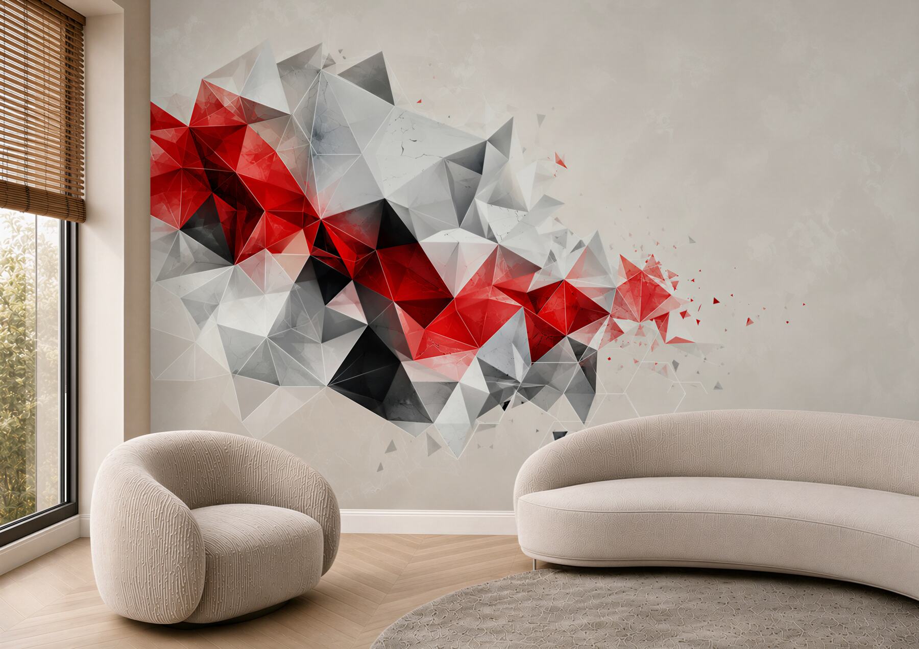 Fototapeta geometryczna abstrakcja czerwono szara nowoczesna do biura?v23