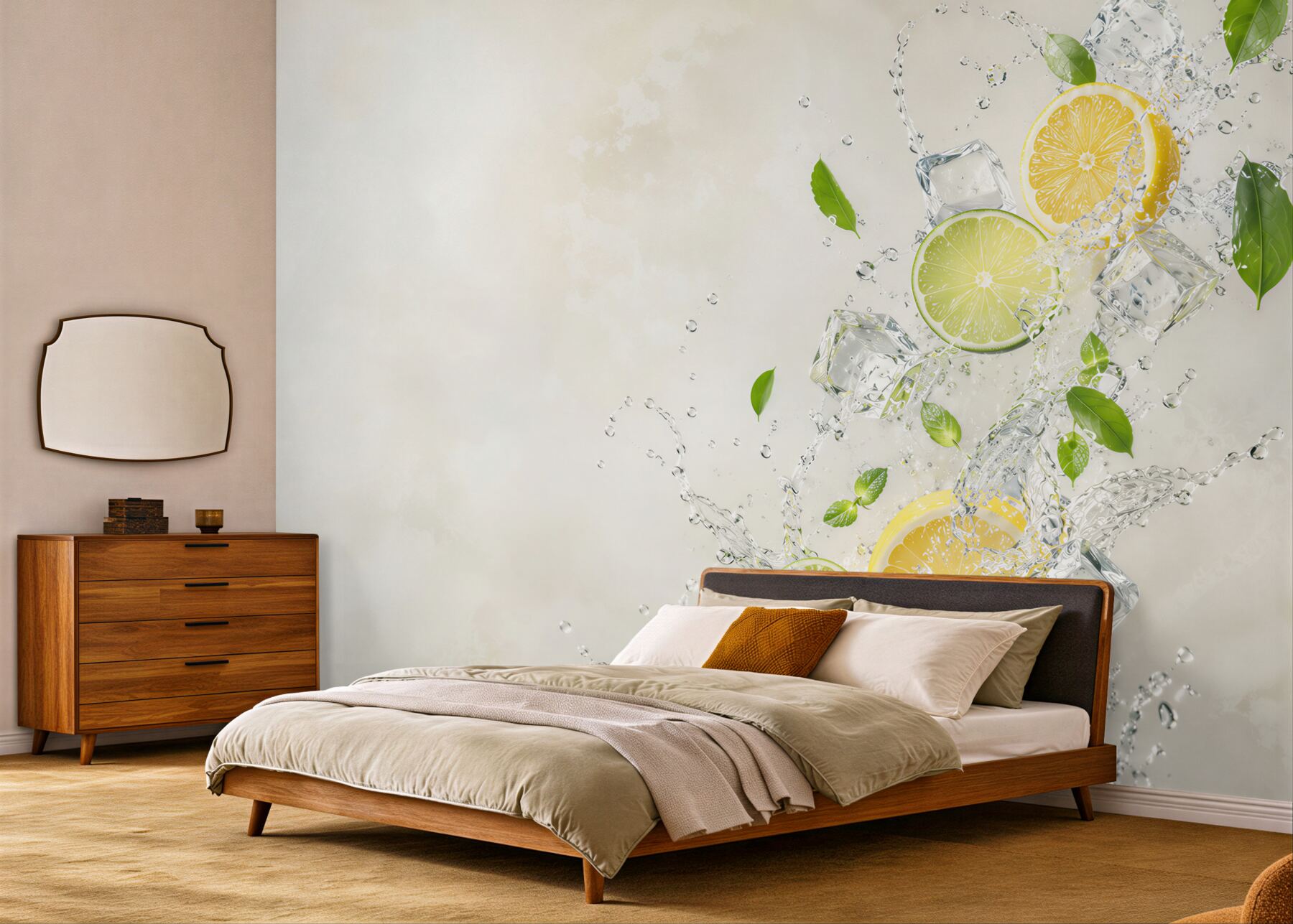 Fototapeta cytryny i limonki z lodem w rozbryzgach wody do kuchni?v23