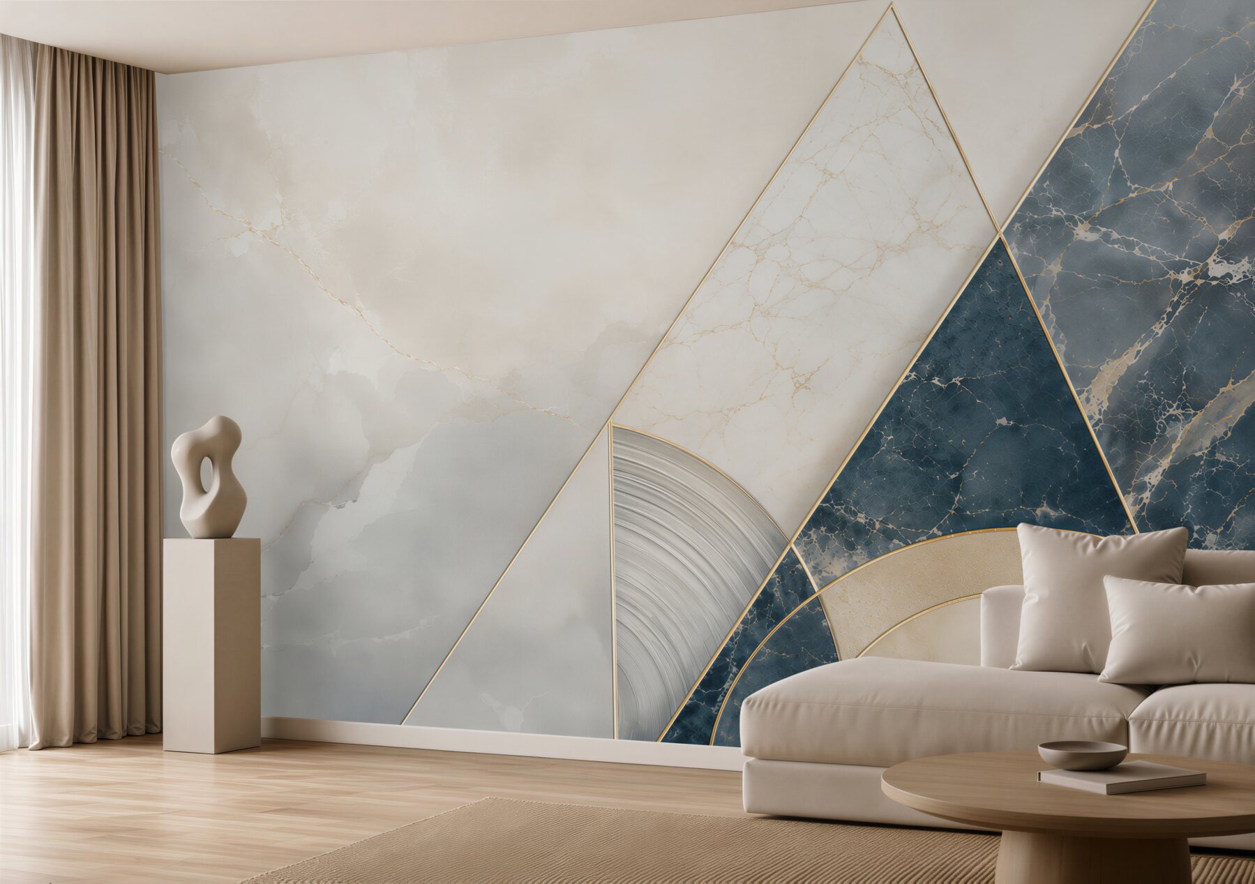 Fototapeta marmur geometryczny biało granatowy ze złotymi liniami?v23