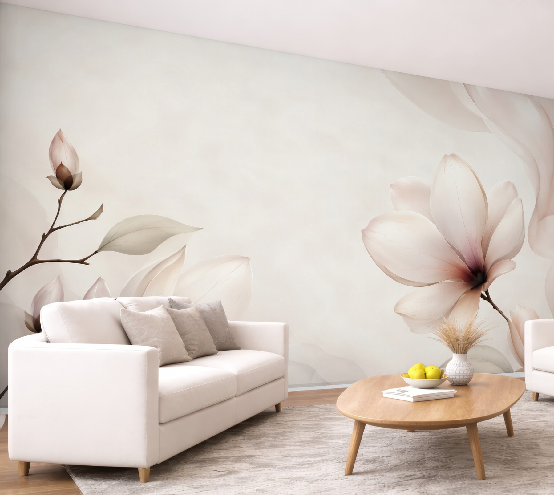 Fototapeta magnolie pudrowy róż subtelne kwiaty do sypialni?v23