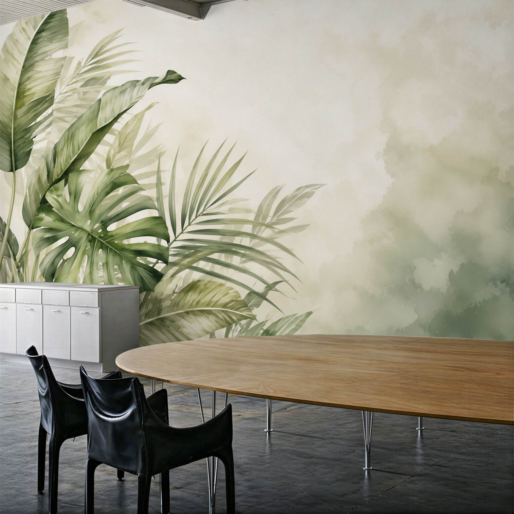 Fototapeta zielone liście tropikalne monstera i palma na jasnym tle?v23