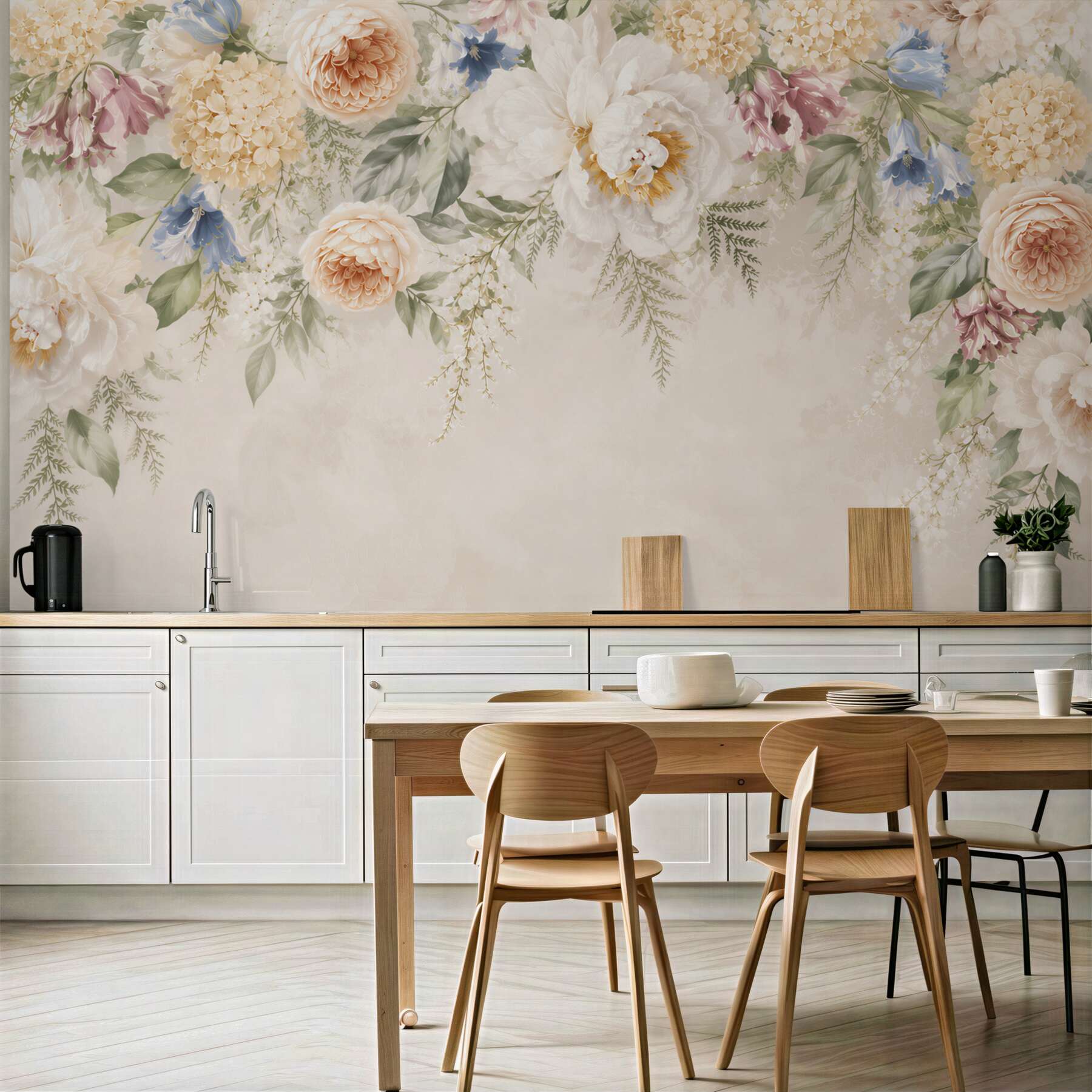 Fototapeta pastelowe kwiaty piwonie i hortensje eleganckie?v23