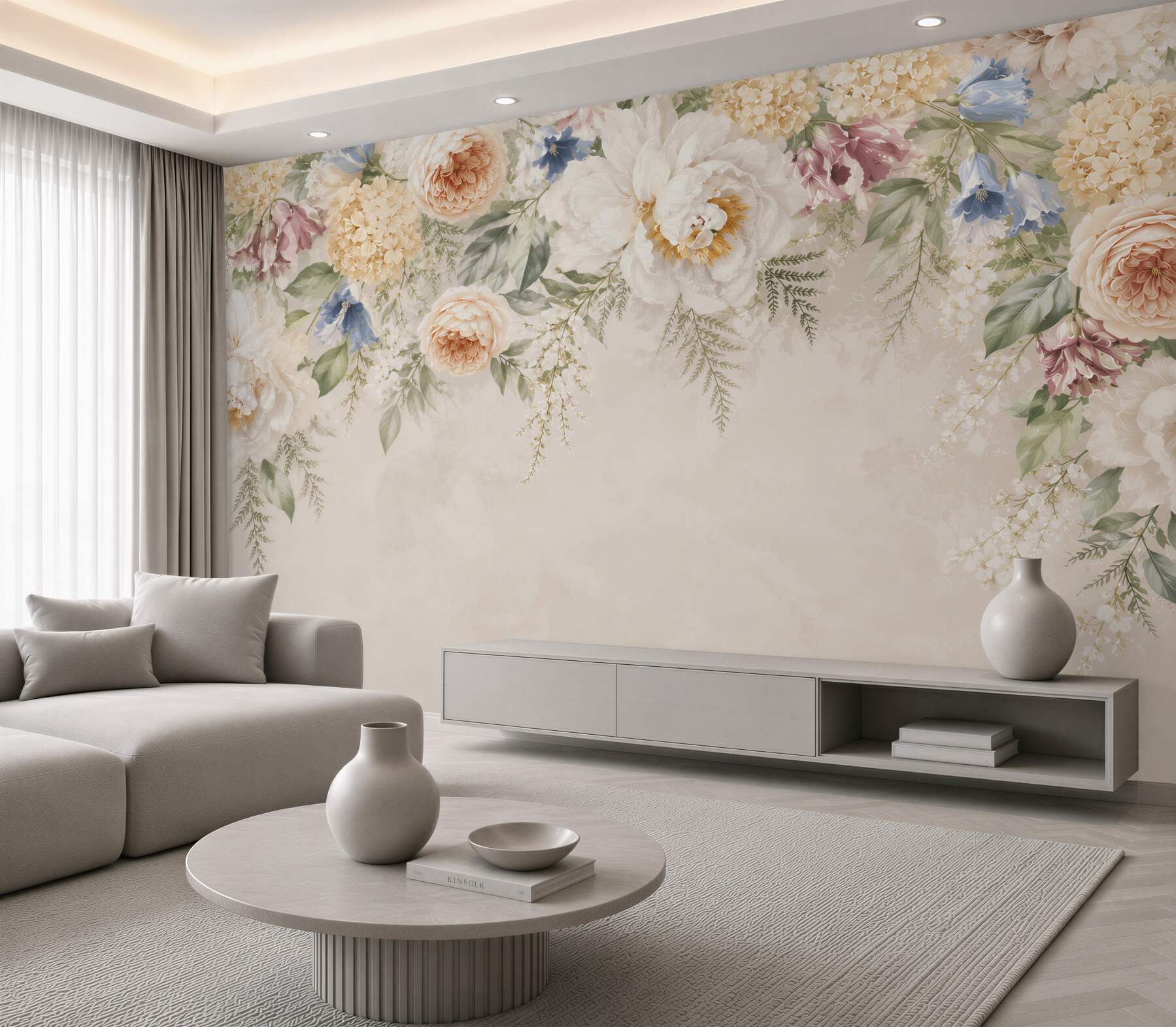 Fototapeta pastelowe kwiaty piwonie i hortensje eleganckie?v23