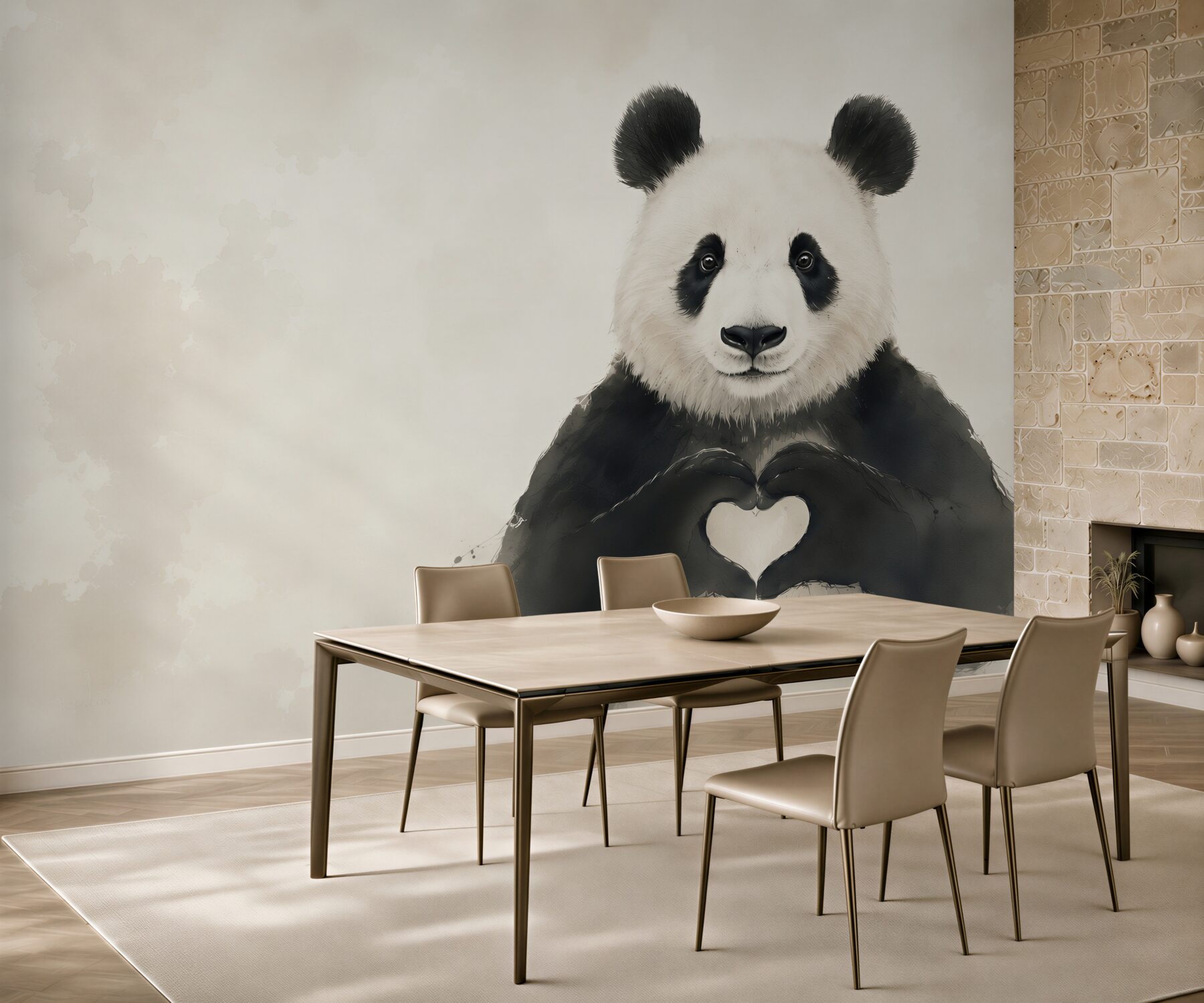 Fototapeta panda z sercem minimalistyczna do pokoju dziecka?v23