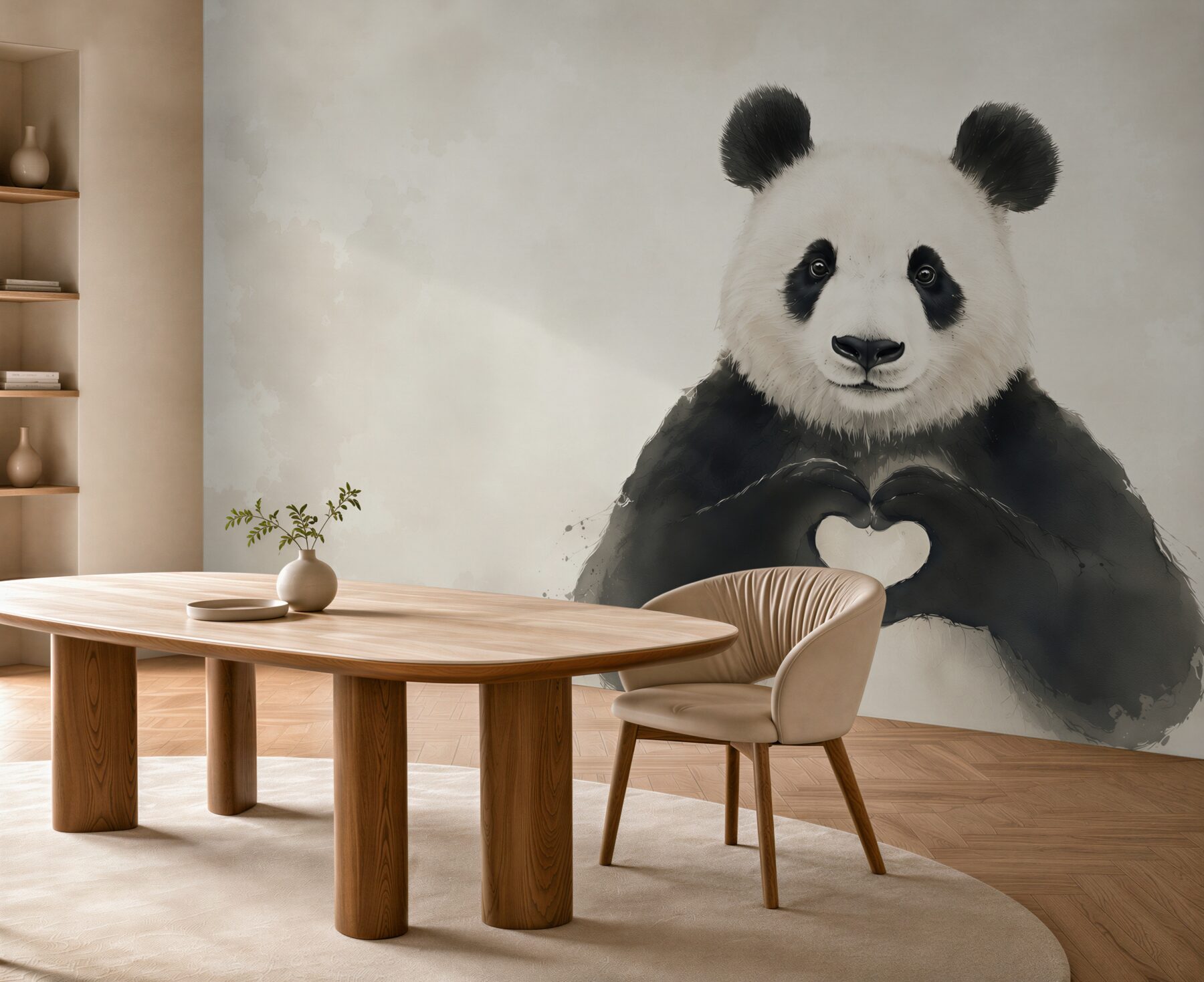 Fototapeta panda z sercem minimalistyczna do pokoju dziecka?v23