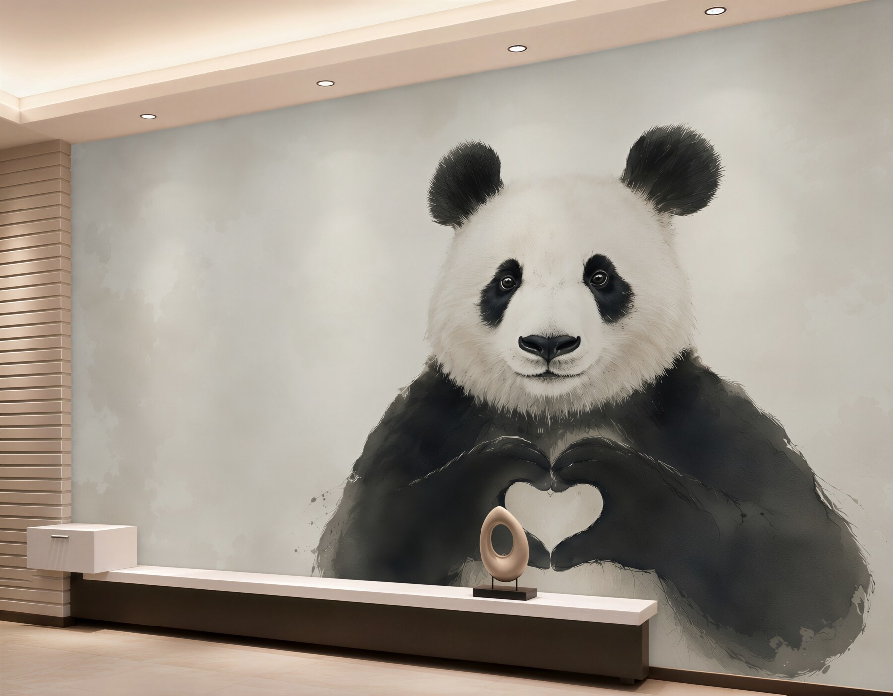Fototapeta panda z sercem minimalistyczna do pokoju dziecka?v23