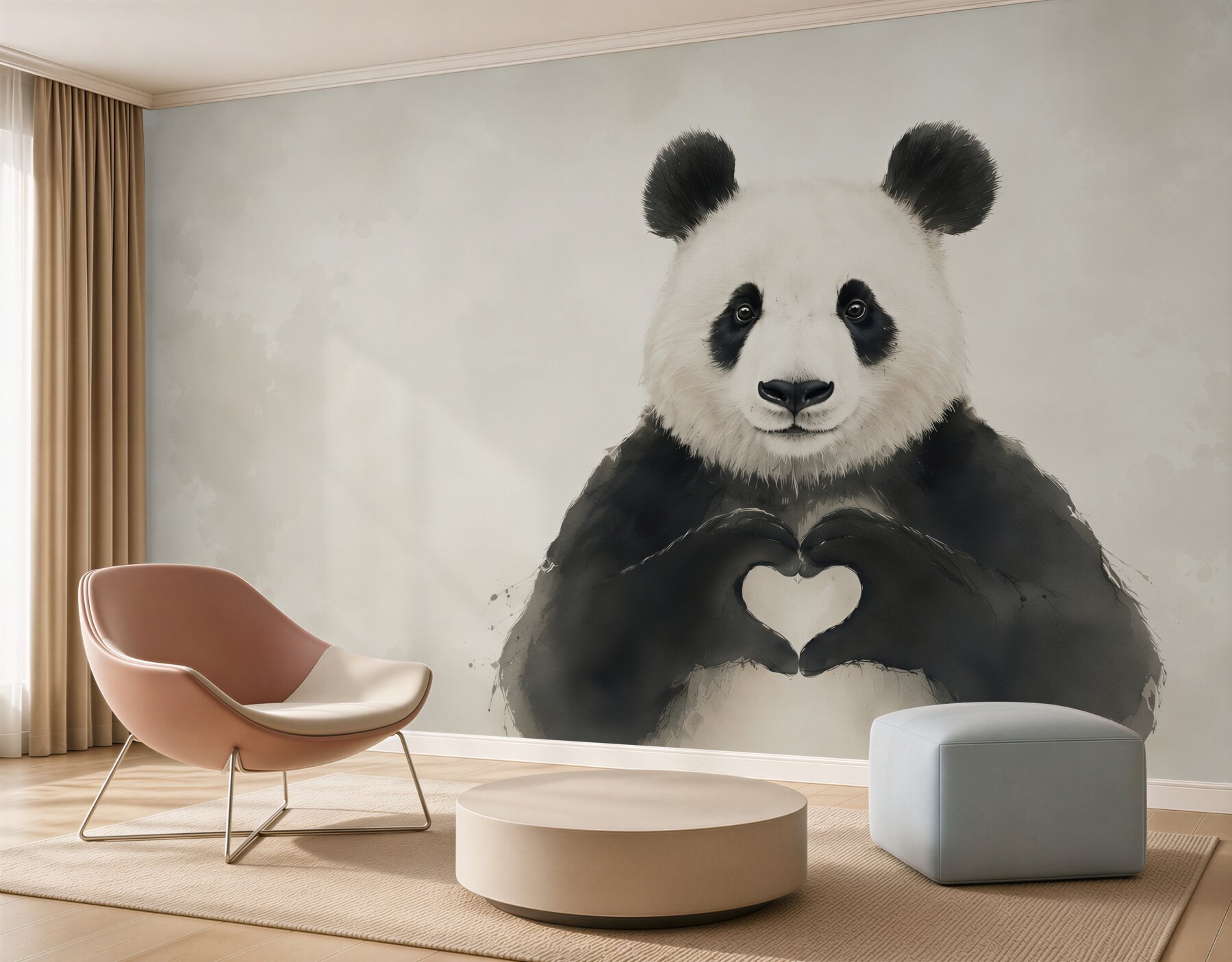 Fototapeta panda z sercem minimalistyczna do pokoju dziecka?v23