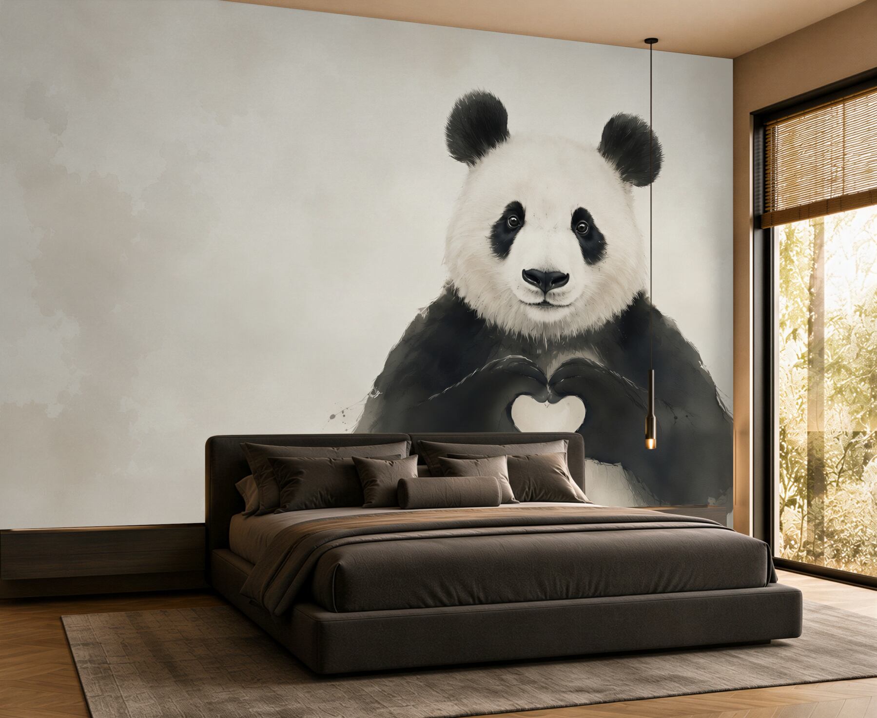 Fototapeta panda z sercem minimalistyczna do pokoju dziecka?v23