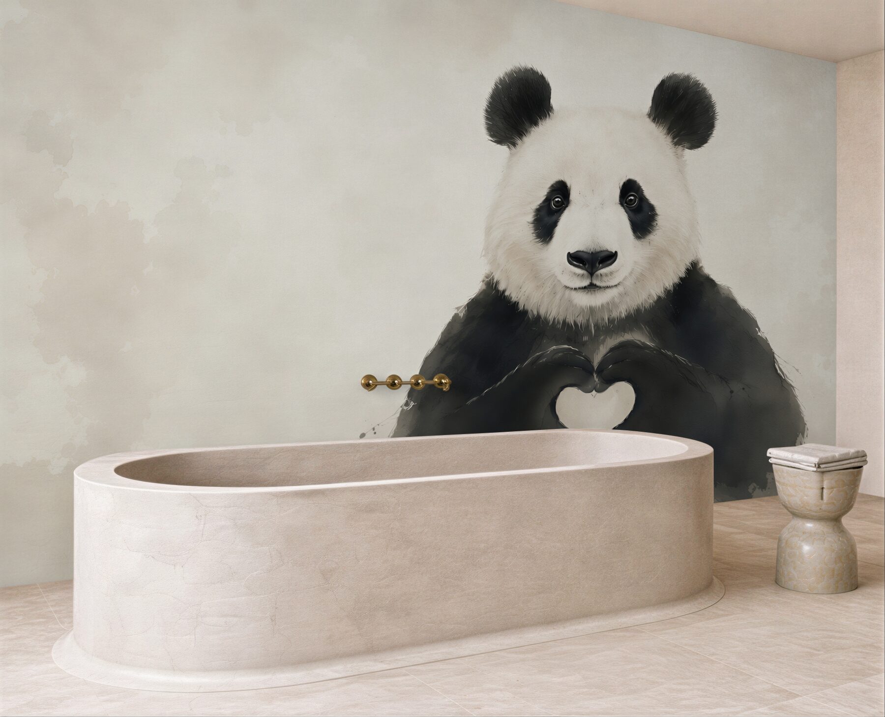 Fototapeta panda z sercem minimalistyczna do pokoju dziecka?v23