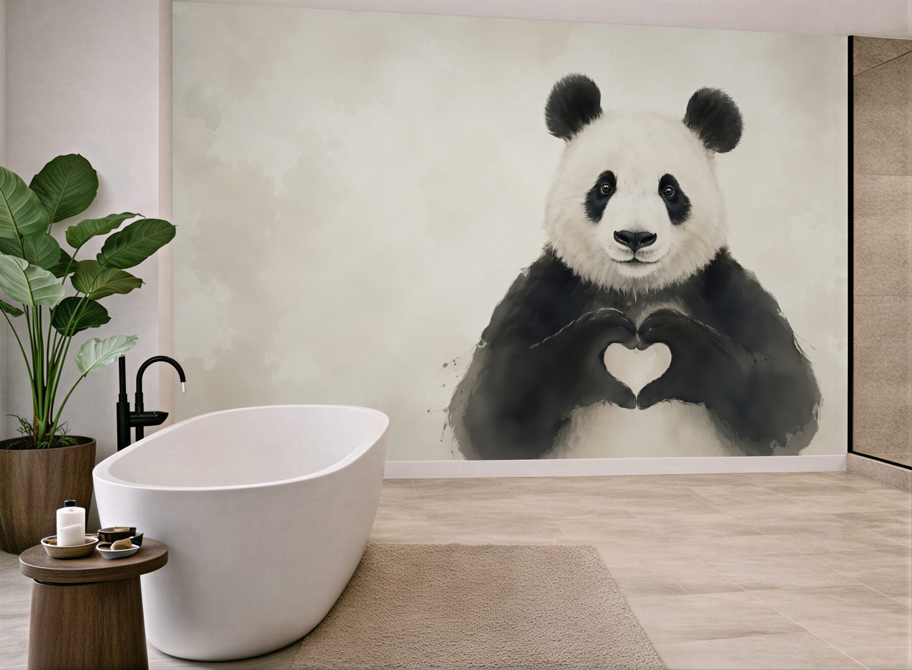 Fototapeta panda z sercem minimalistyczna do pokoju dziecka?v23