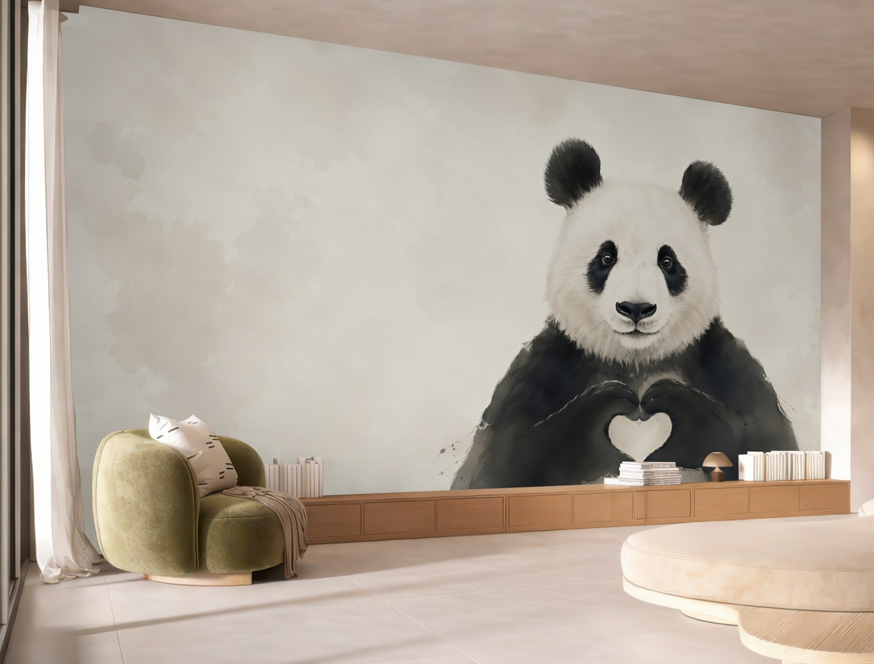 Fototapeta panda z sercem minimalistyczna do pokoju dziecka?v23
