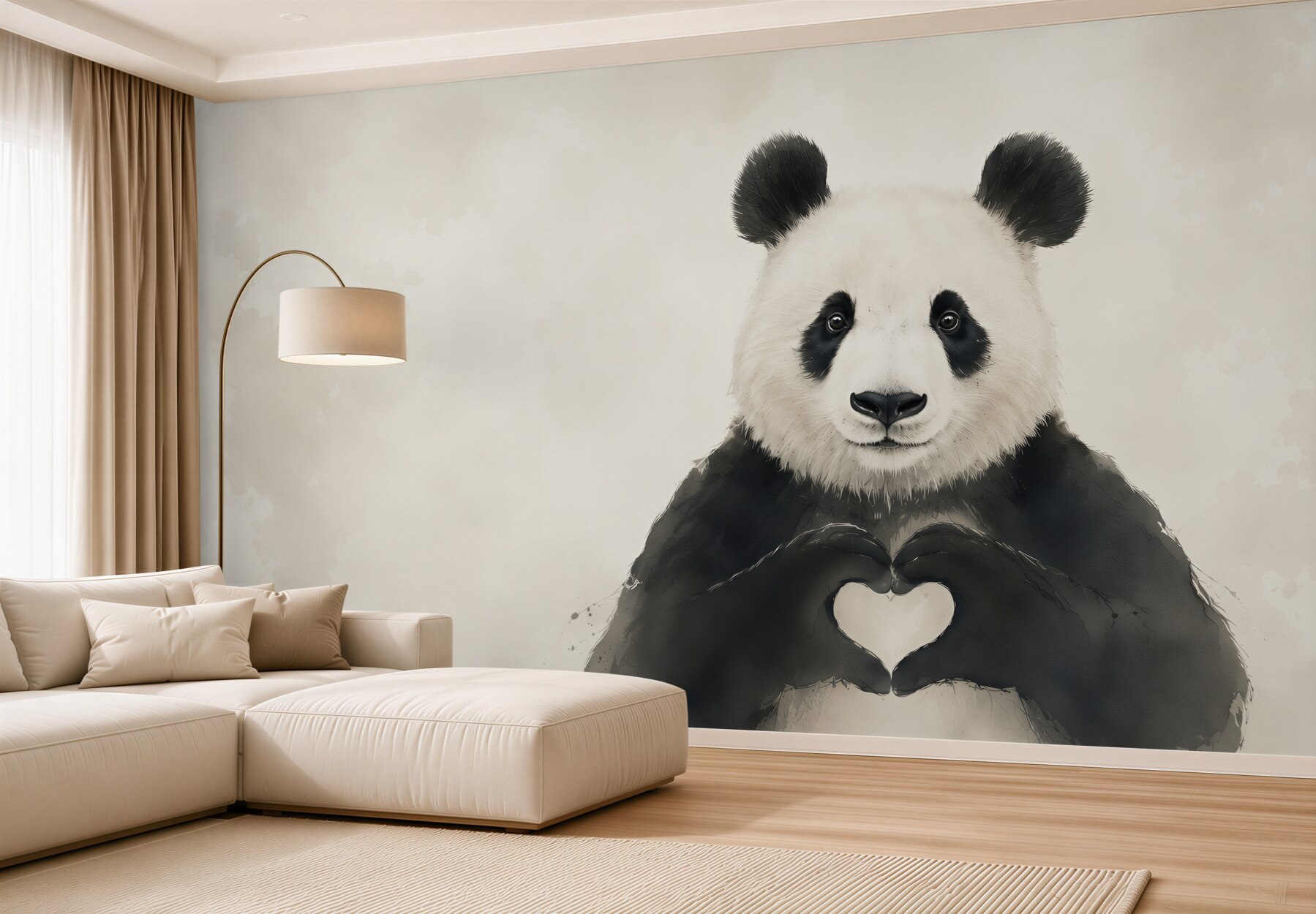 Fototapeta panda z sercem minimalistyczna do pokoju dziecka?v23