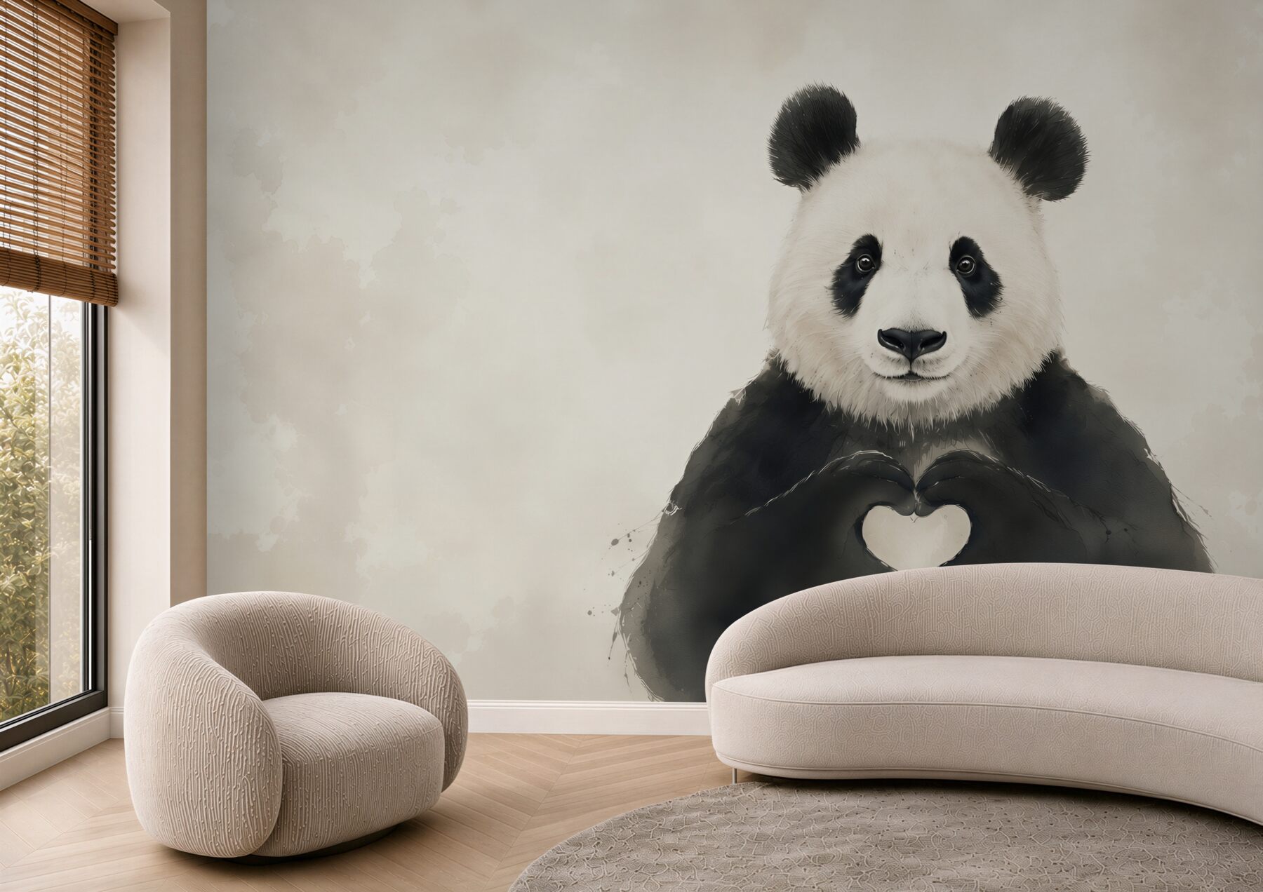 Fototapeta panda z sercem minimalistyczna do pokoju dziecka?v23