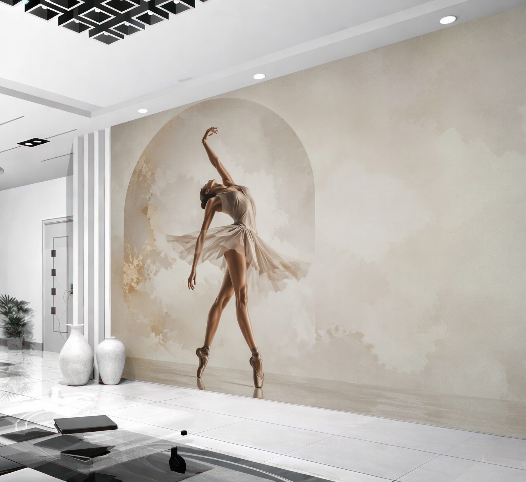 Fototapeta baletnica w jasnym wnętrzu elegancka taneczna kompozycja?v23