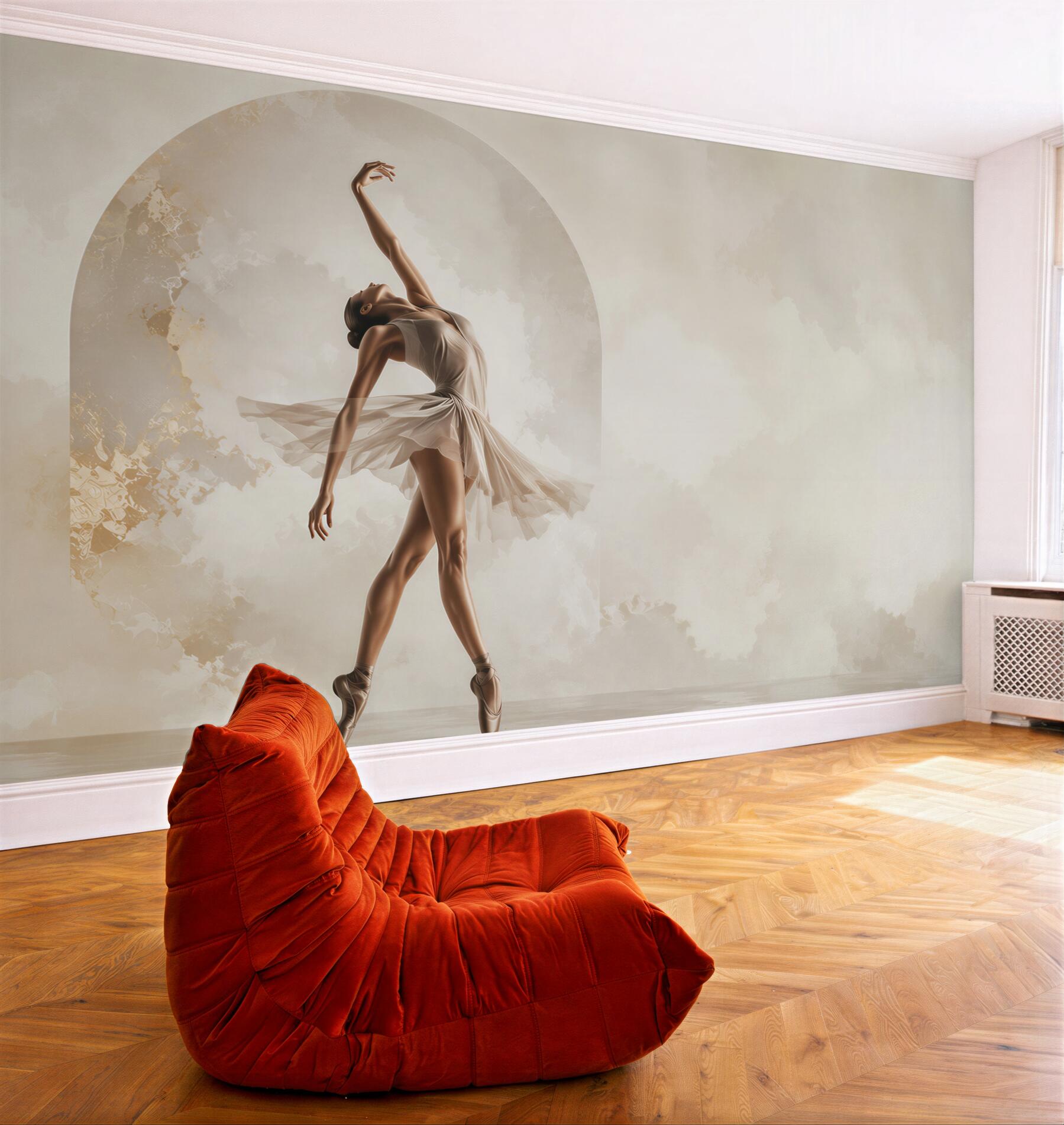Fototapeta baletnica w jasnym wnętrzu elegancka taneczna kompozycja?v23