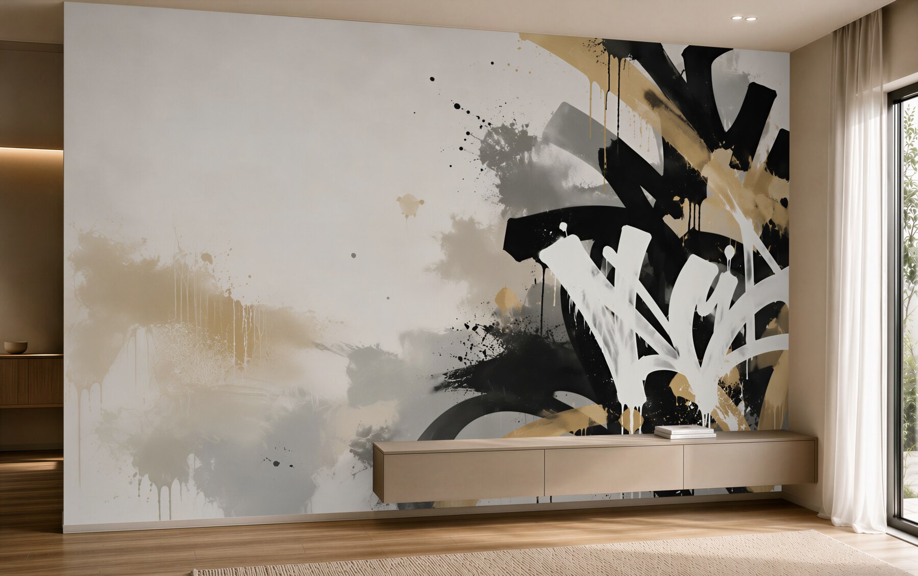 Fototapeta graffiti abstrakcyjne czarno złote w stylu street art?v23