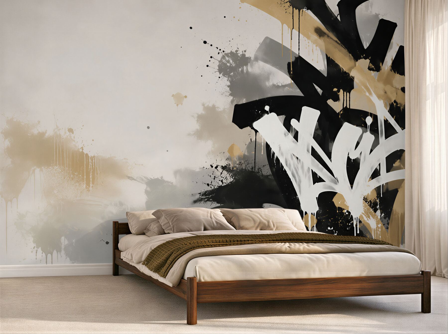 Fototapeta graffiti abstrakcyjne czarno złote w stylu street art?v23