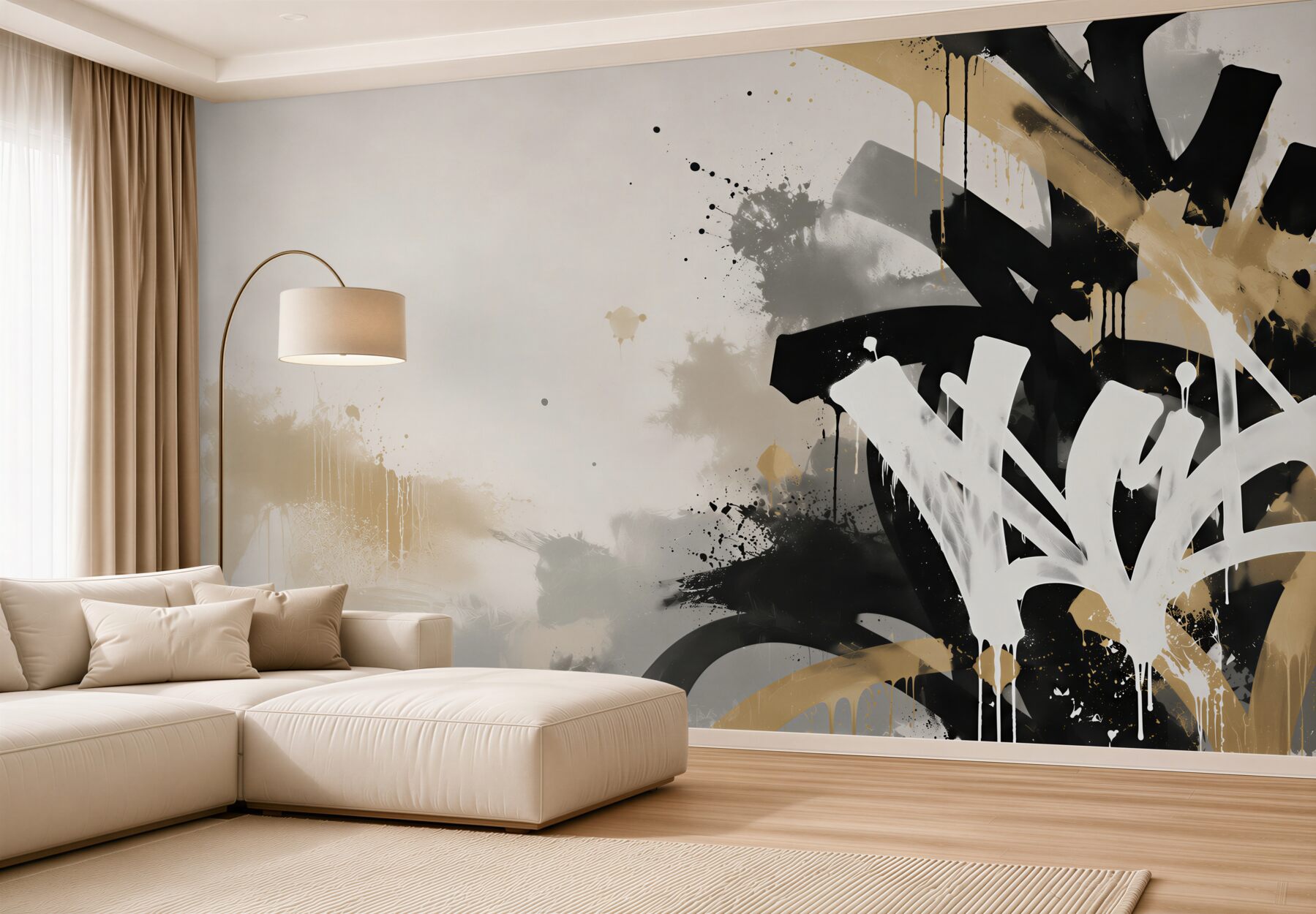 Fototapeta graffiti abstrakcyjne czarno złote w stylu street art?v23